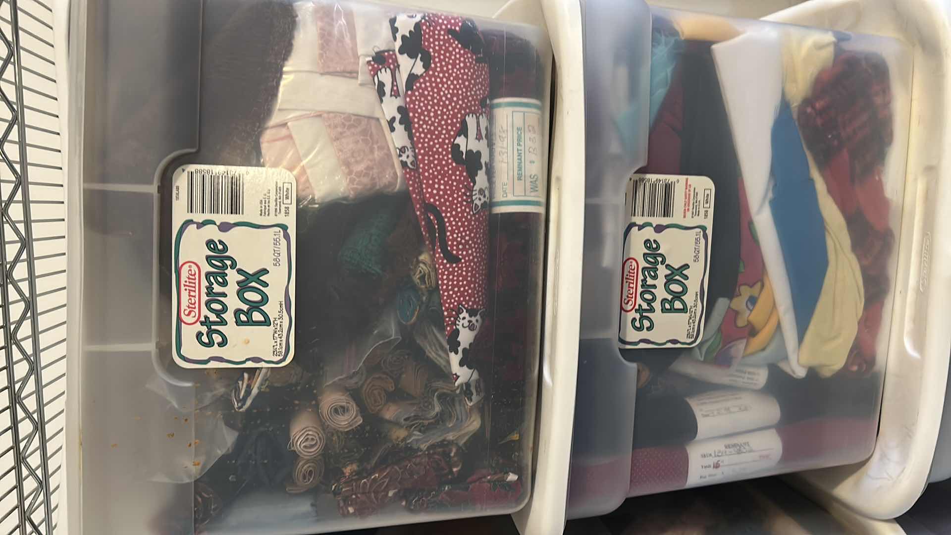 Photo 1 of 5-PLASTIC CONTAINERS OF ASSORTED FABRIC