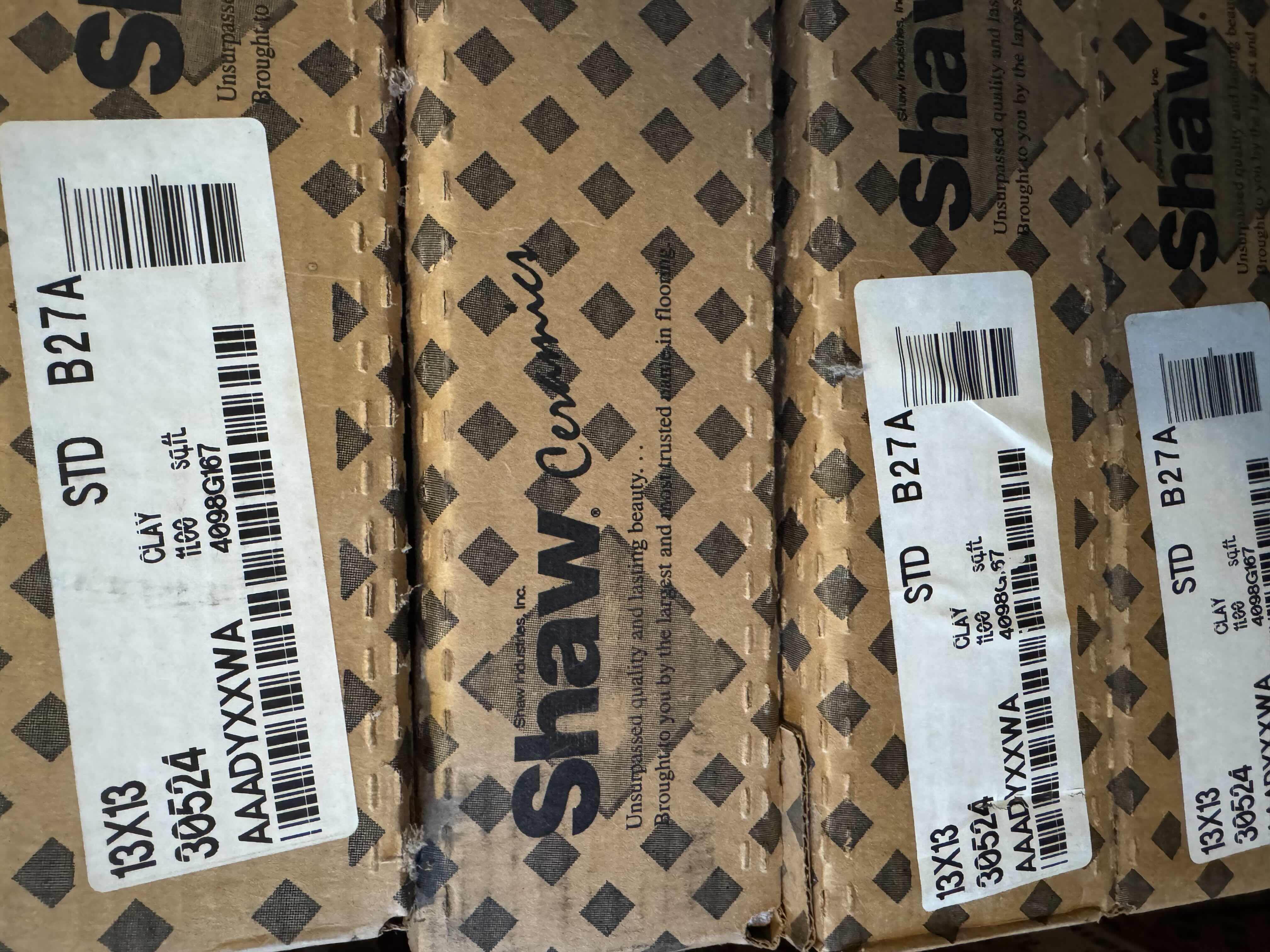 Photo 4 of 12- SHAW CERAMICS 14 PIECE 13” X 13” CLAY FLOOR TILE