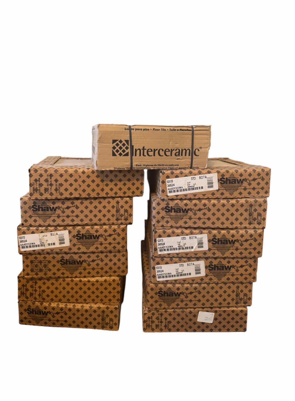 Photo 1 of 12- SHAW CERAMICS 14 PIECE 13” X 13” CLAY FLOOR TILE