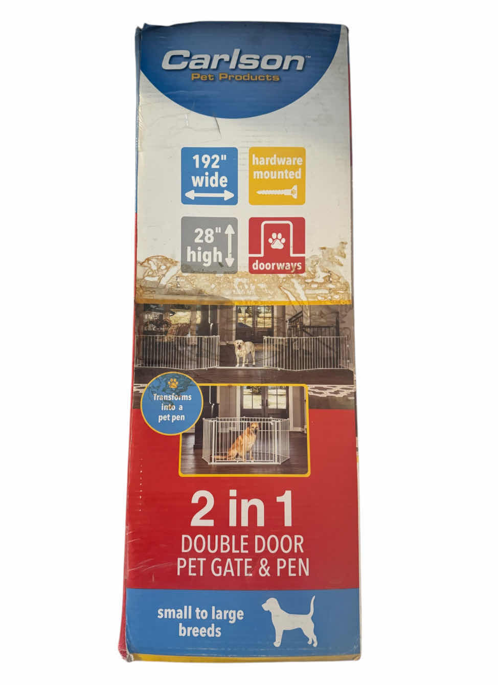 Photo 1 of 2 IN 1 DOUBLE DOOR PET GATE AND PEN, WHITE, SPANS UP 16 FEET