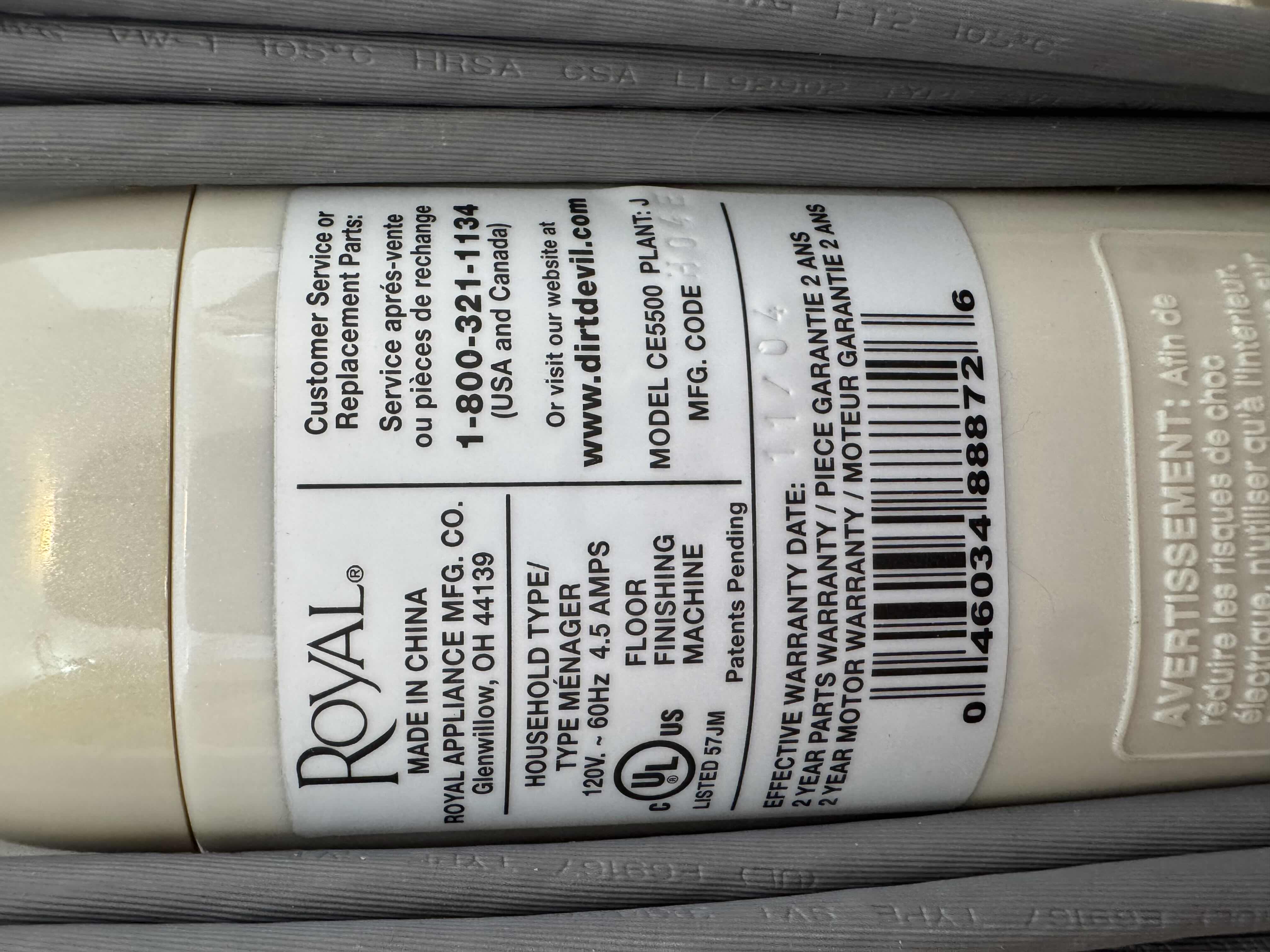 Photo 3 of DIRT DEVIL FLOOR KEEPER, HEAVY DUTY HARD FLOOR CLEANER, VACUUMS, WASHED, DRIES

H44”