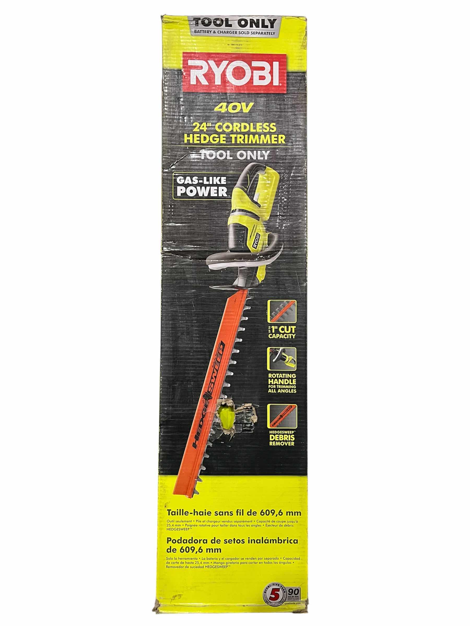 Photo 3 of NEW RYOBI 40V 24" ELECTRIC CORDLESS HEDGE TRIMMER (TOOL ONLY)