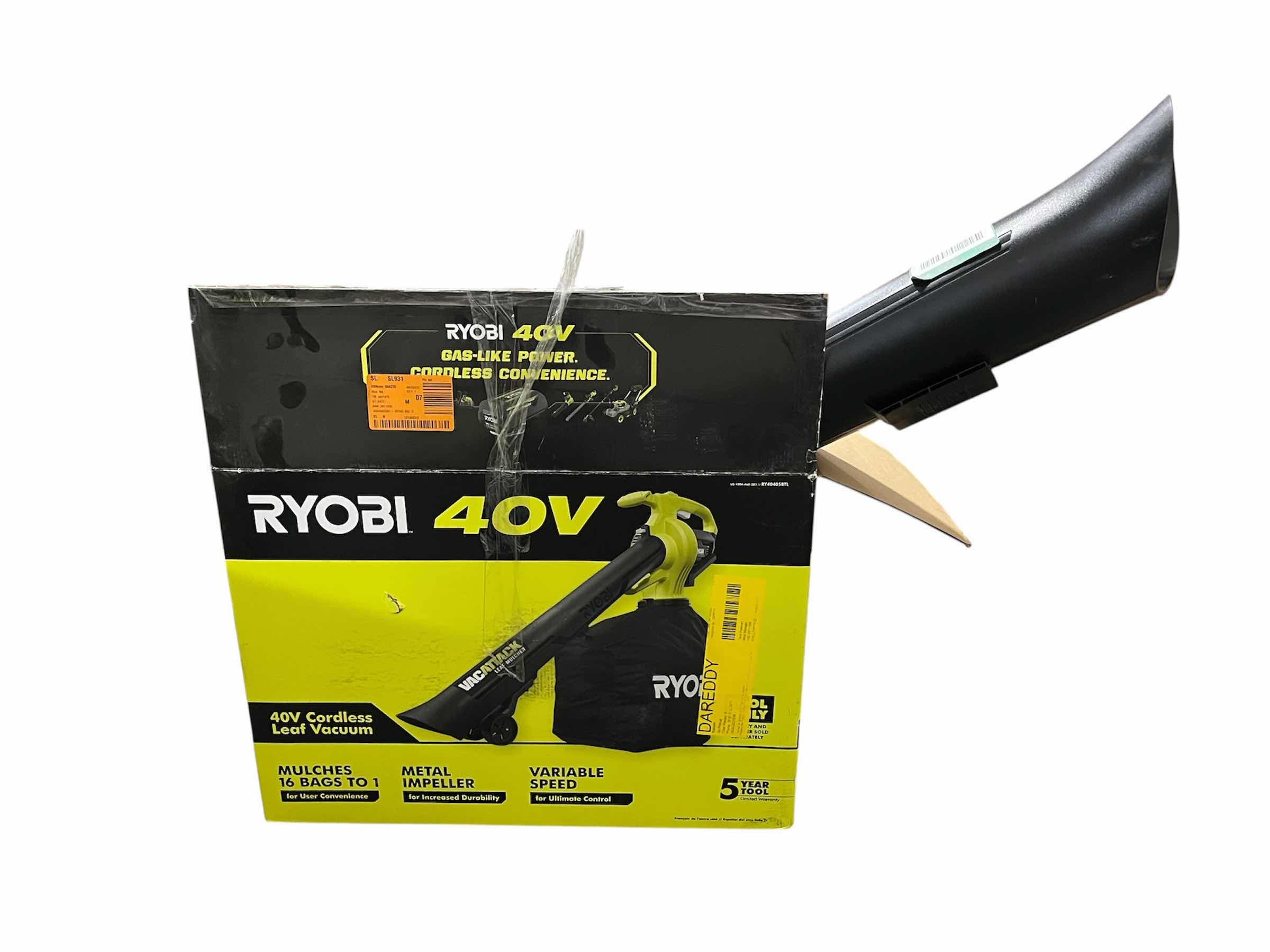 Photo 1 of RYOBI 40V ELECTRIC CORDLESS VAC ATTACK LEAF VACUUM (TOOL ONLY)