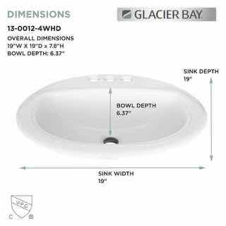 Photo 1 of NEW GLACIER BAY 19” VITREOUS CHINA WHITE FINISH DROP-IN BATHROOM SINK 462 268