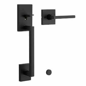 Photo 1 of NEW KWIKSET SIGNATURE SERIES MATTE BLACK FINISH HALIFAX LEVER ENTRY DOOR HANDLE SET 815SCEXHFL SQT 514