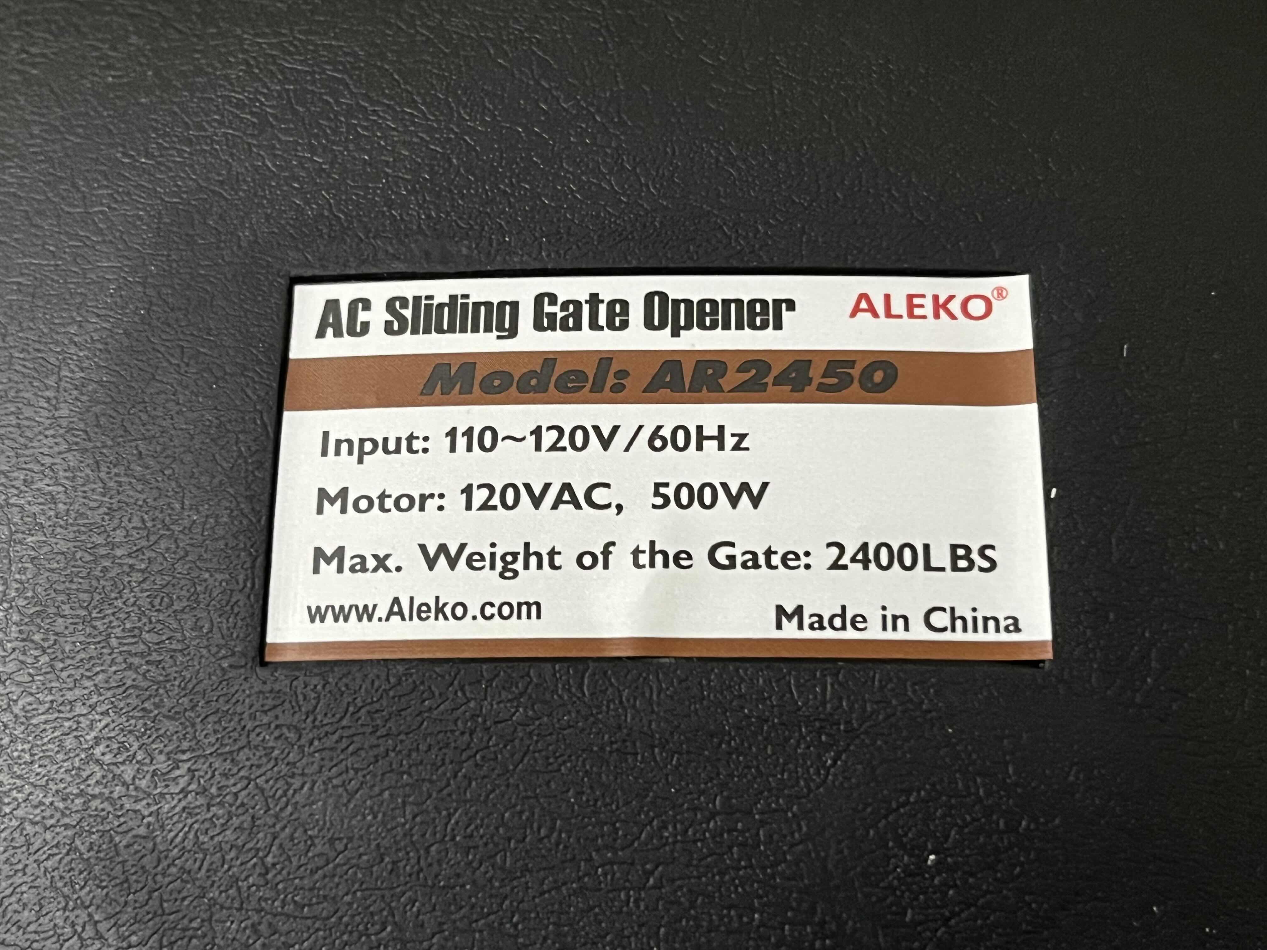 Photo 3 of NEW ALEKO RACK DRIVEN 40’ SLIDING GATE OPENER 2400LBS CAP AR2450NOR-M (MOTOR ONLY)