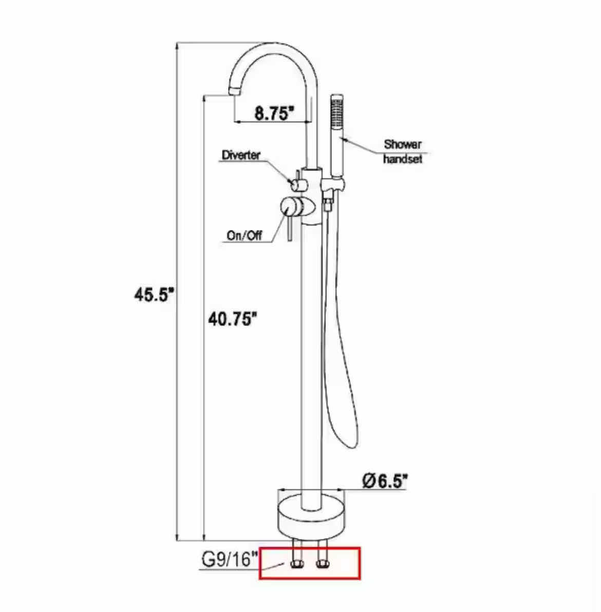 Photo 1 of NEW AKDY CHROME FINISH FREESTANDING FLOOR MOUNT ROMAN TUB SINGLE HANDLE BATHTUB FAUCET W HAND SHOWER TF0021