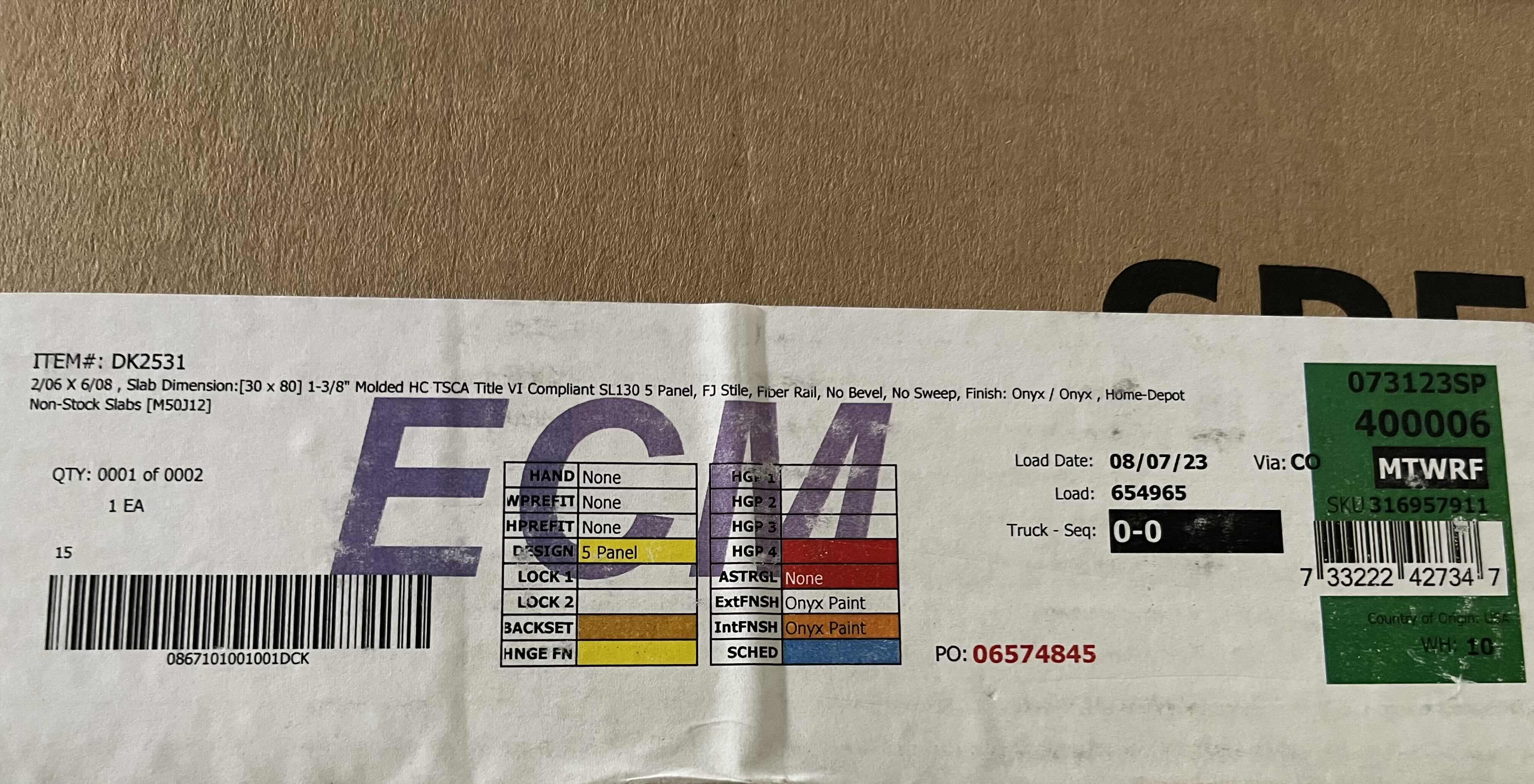 Photo 1 of NEW JELD-WEN MATTE ONYX BLACK FINISH INTERIOR DOOR SLAB 30” X 80”