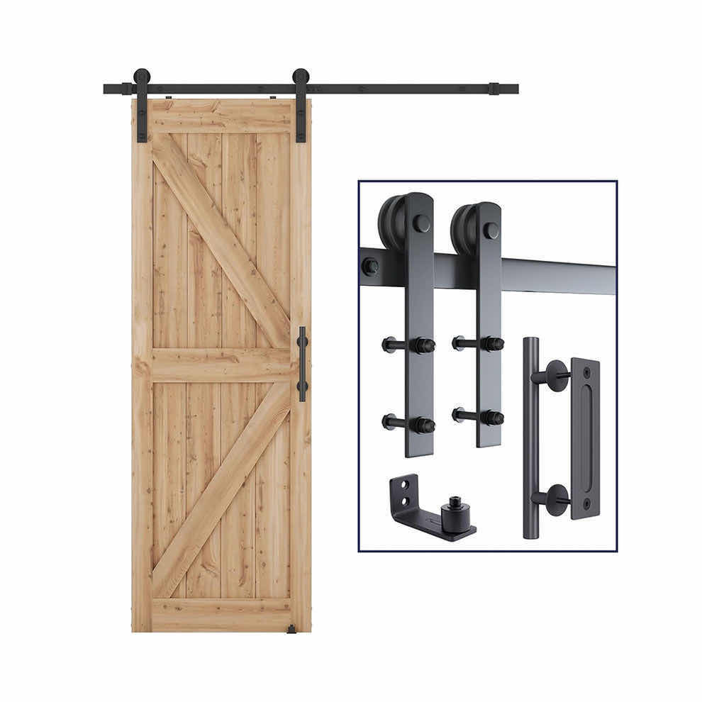 Photo 1 of SMART STANDARD BLACK FINISH 4’ I-SHAPE HANGER SLIDING BARN DOOR HARDWARE KIT (HARDWARE ONLY)