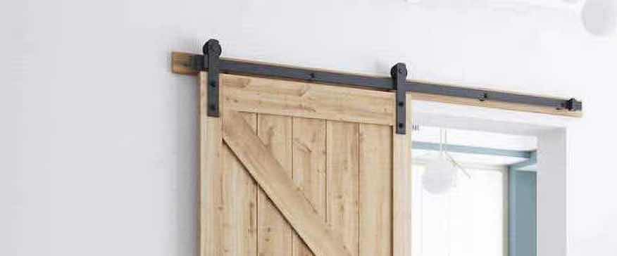 Photo 4 of SMART STANDARD BLACK FINISH 4’ I-SHAPE HANGER SLIDING BARN DOOR HARDWARE KIT (HARDWARE ONLY)