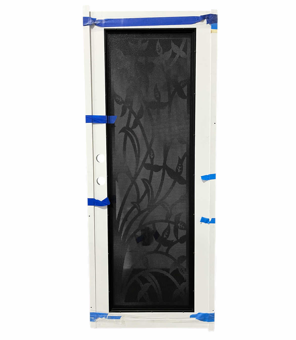 Photo 1 of UNIQUE HOME DESIGNS YALE WHITE FINISH BLACK PERFORATED METAL SCREEN RIGHT HAND OUTSWING PREMIUM STEEL SECURITY DOOR 36” X 80