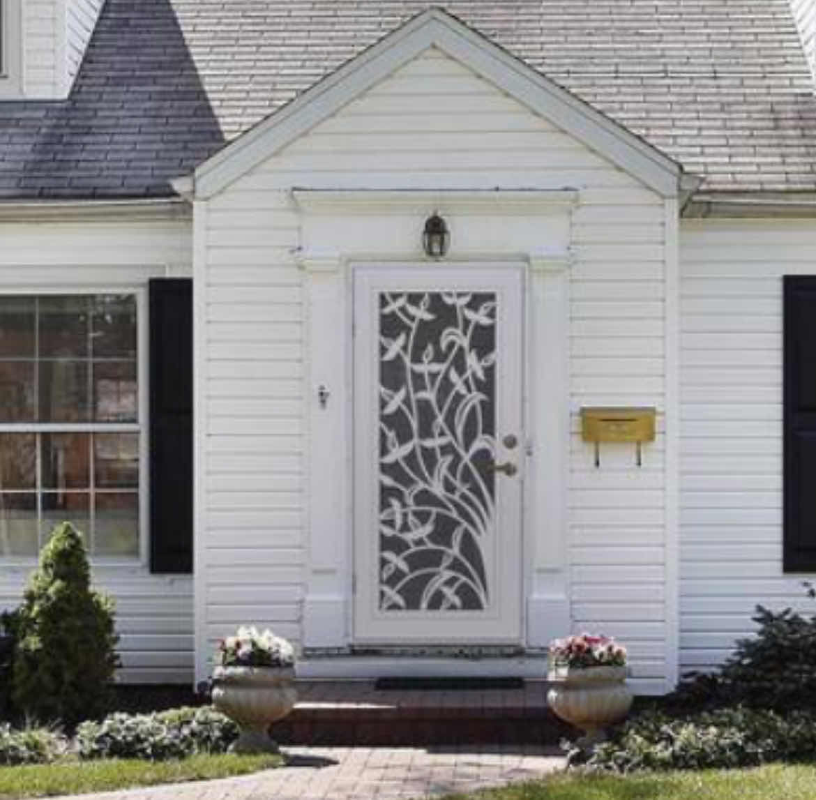 Photo 1 of UNIQUE HOME DESIGNS YALE WHITE FINISH BLACK PERFORATED METAL SCREEN RIGHT HAND OUTSWING PREMIUM STEEL SECURITY DOOR 36” X 80