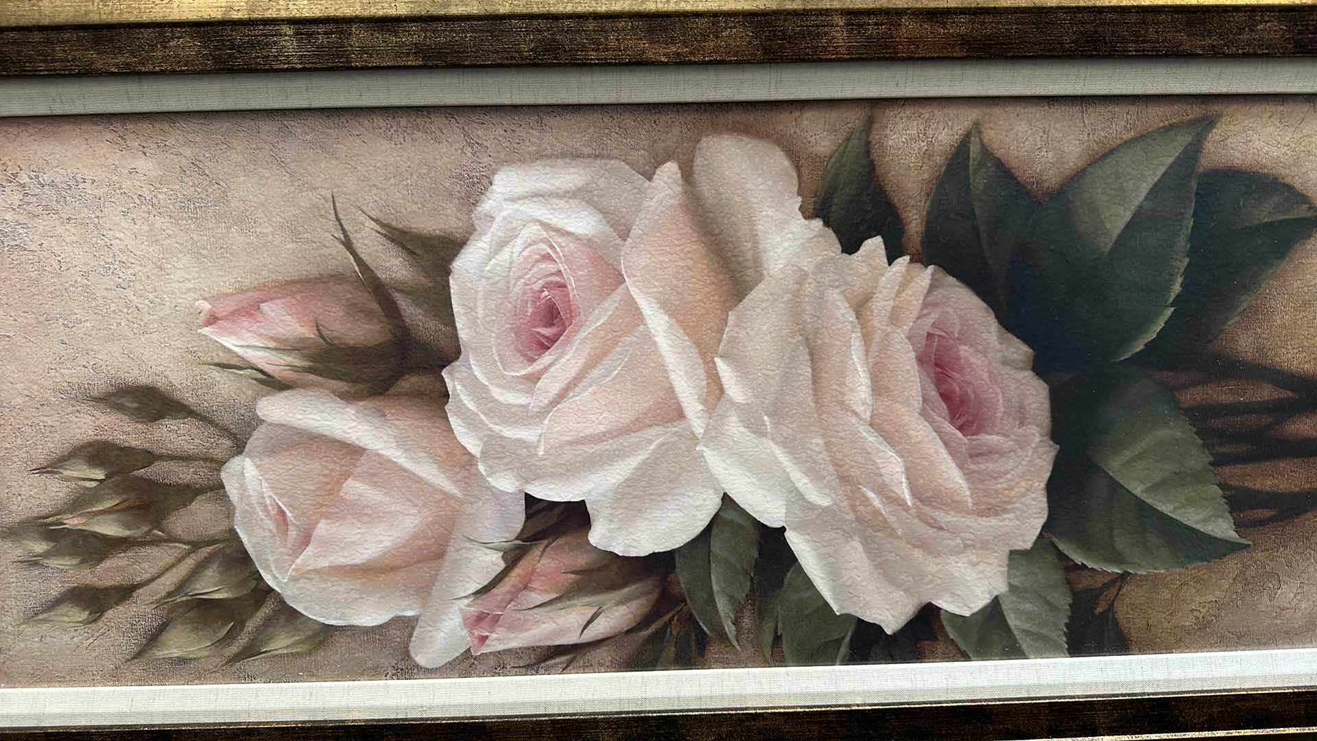 Photo 1 of FRAMED ARTWORK PINK ROSES 20” X 44”