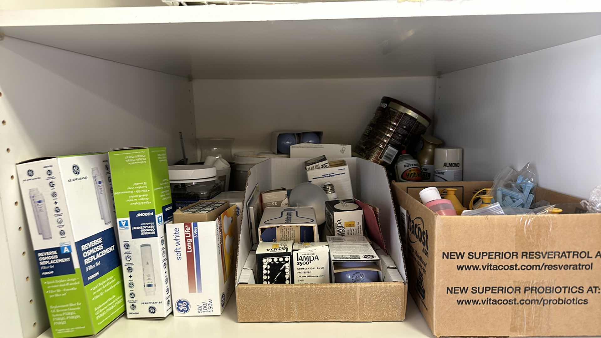 Photo 1 of CONTENTS OF CABINET,LIGHT BULBS DIFFERENT SIZES AND PAPER GOODS