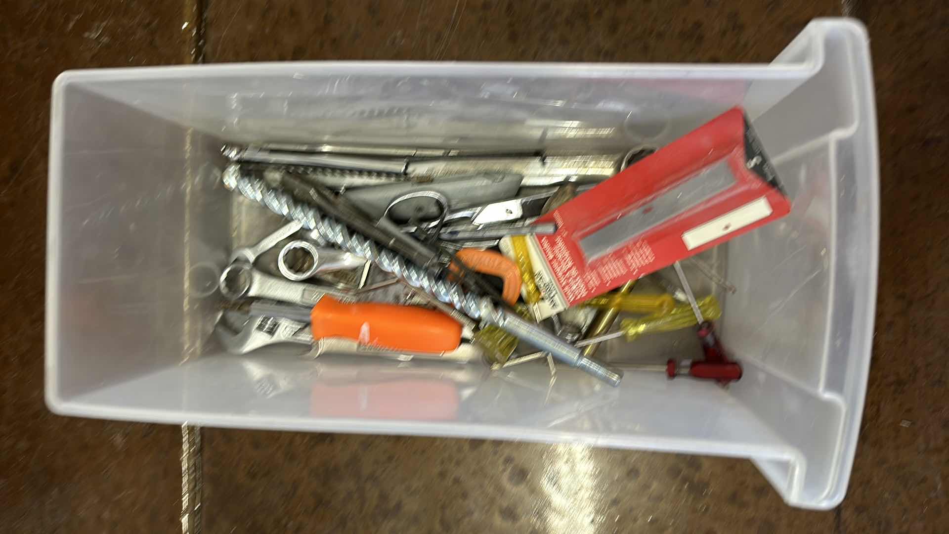Photo 1 of BOX OF TOOLS,WRENCHS,PLIERS,SCREWDRIVERS VARIOUS TOOLS