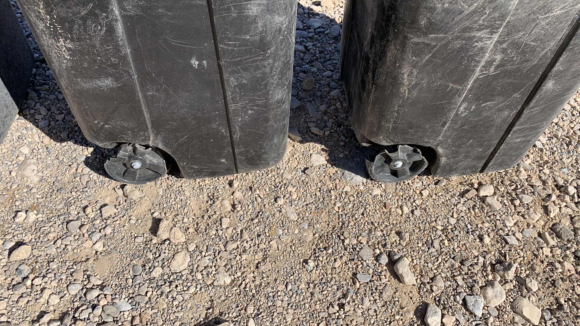 Photo 3 of 4-LARGE PLASTIC ROLLING 48 GALLON TRASH BINS, WITH ATTACHED LIDS.