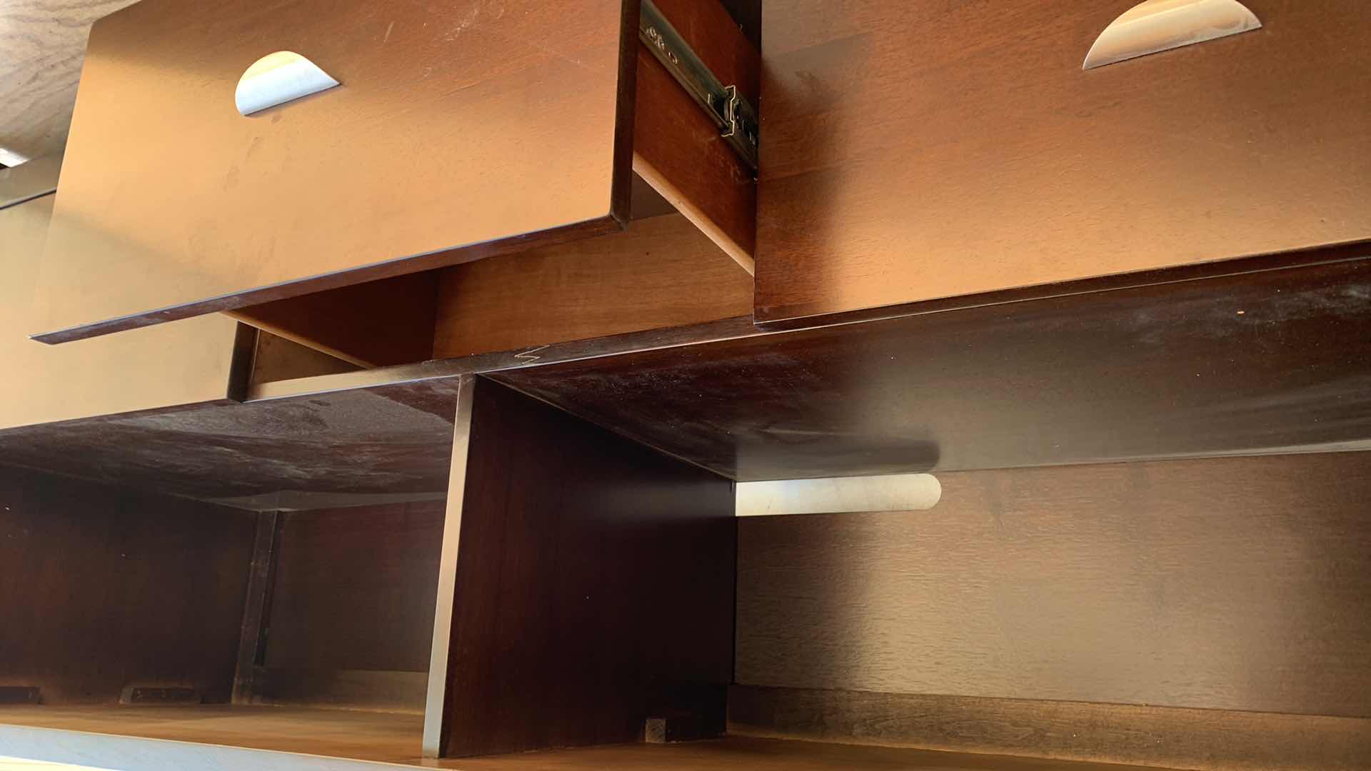 Photo 1 of 3  DRAWER WALNUT LAMINATE TV STAND MEDIA CENTER AN 62” X 20” H 26”