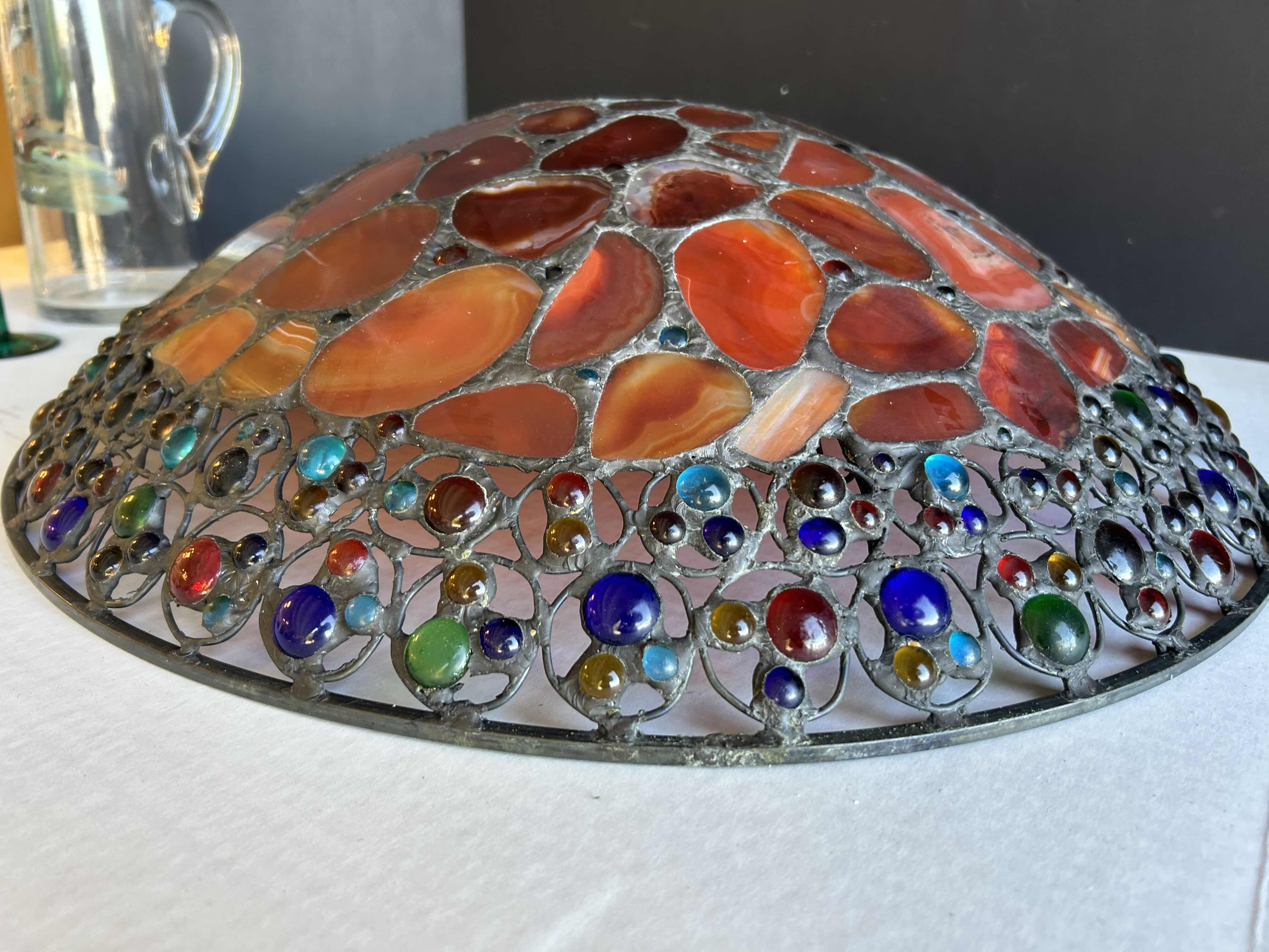 Photo 1 of 21" Tiffany Style Stained Glass Anti-Pendant Light,Round Shape Pattern Vintage Swag Ceiling Lamp
RETAIL: $900