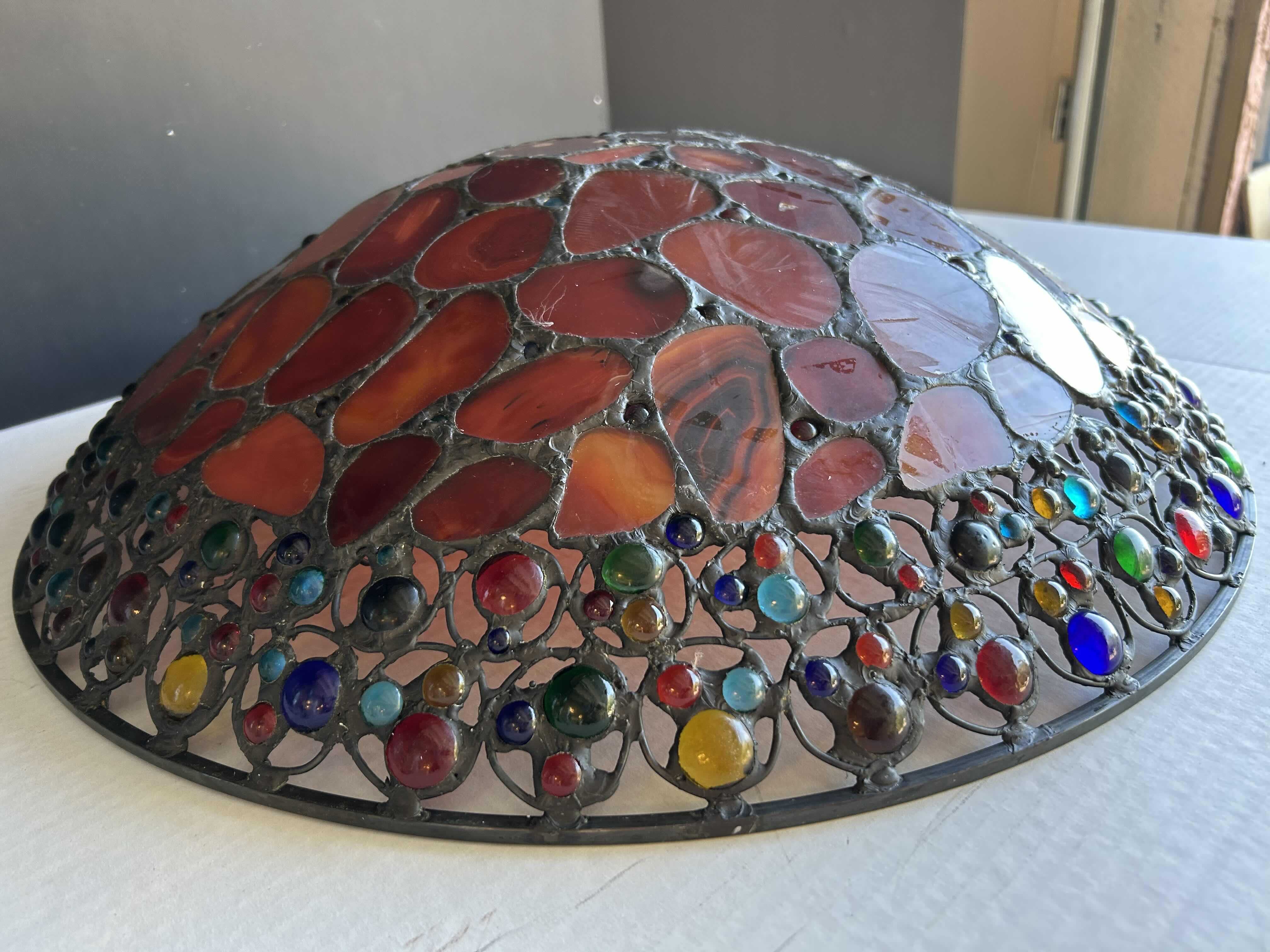 Photo 1 of 21" Tiffany Style Stained Glass Anti-Pendant Light,Round Shape Pattern Vintage Swag Ceiling Lamp
RETAIL: $900