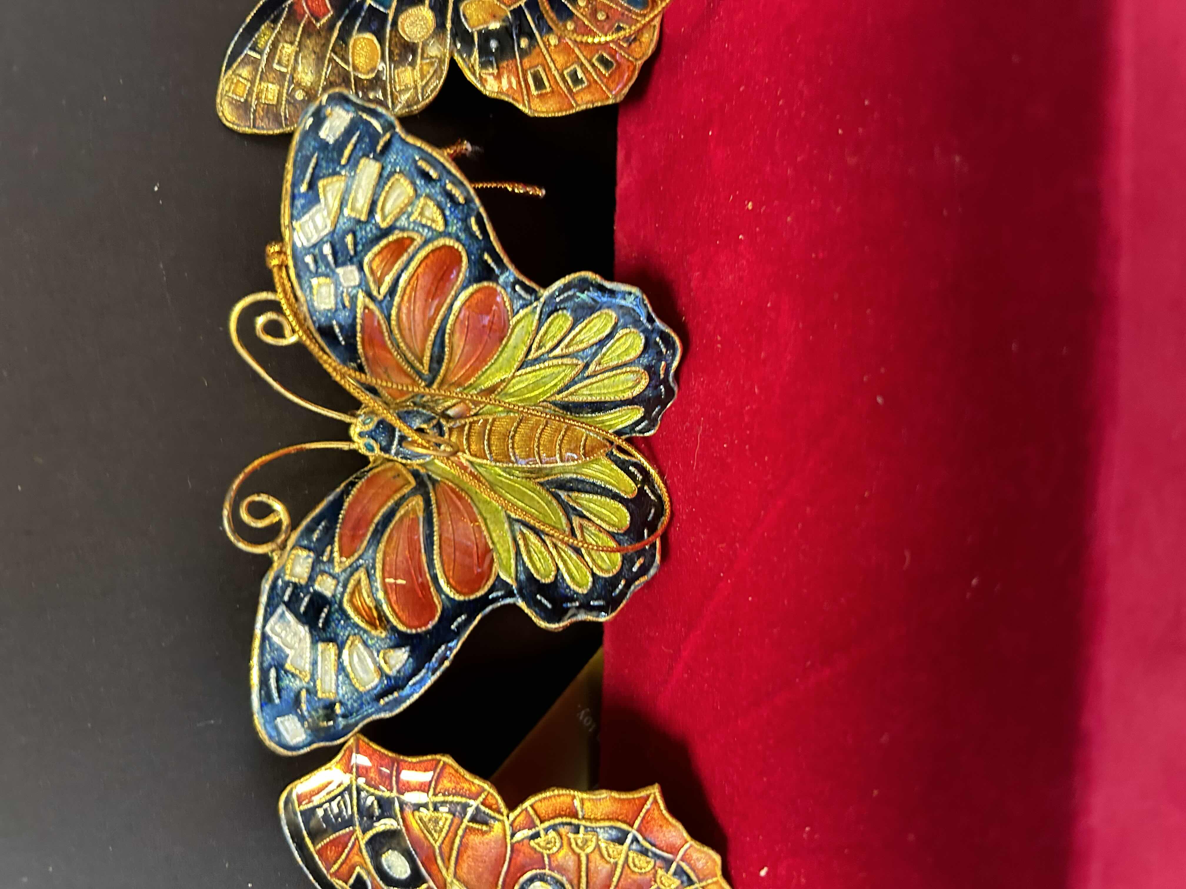 Photo 1 of 3-CLOISONNÉ BUTTERFLY ORNAMENTS