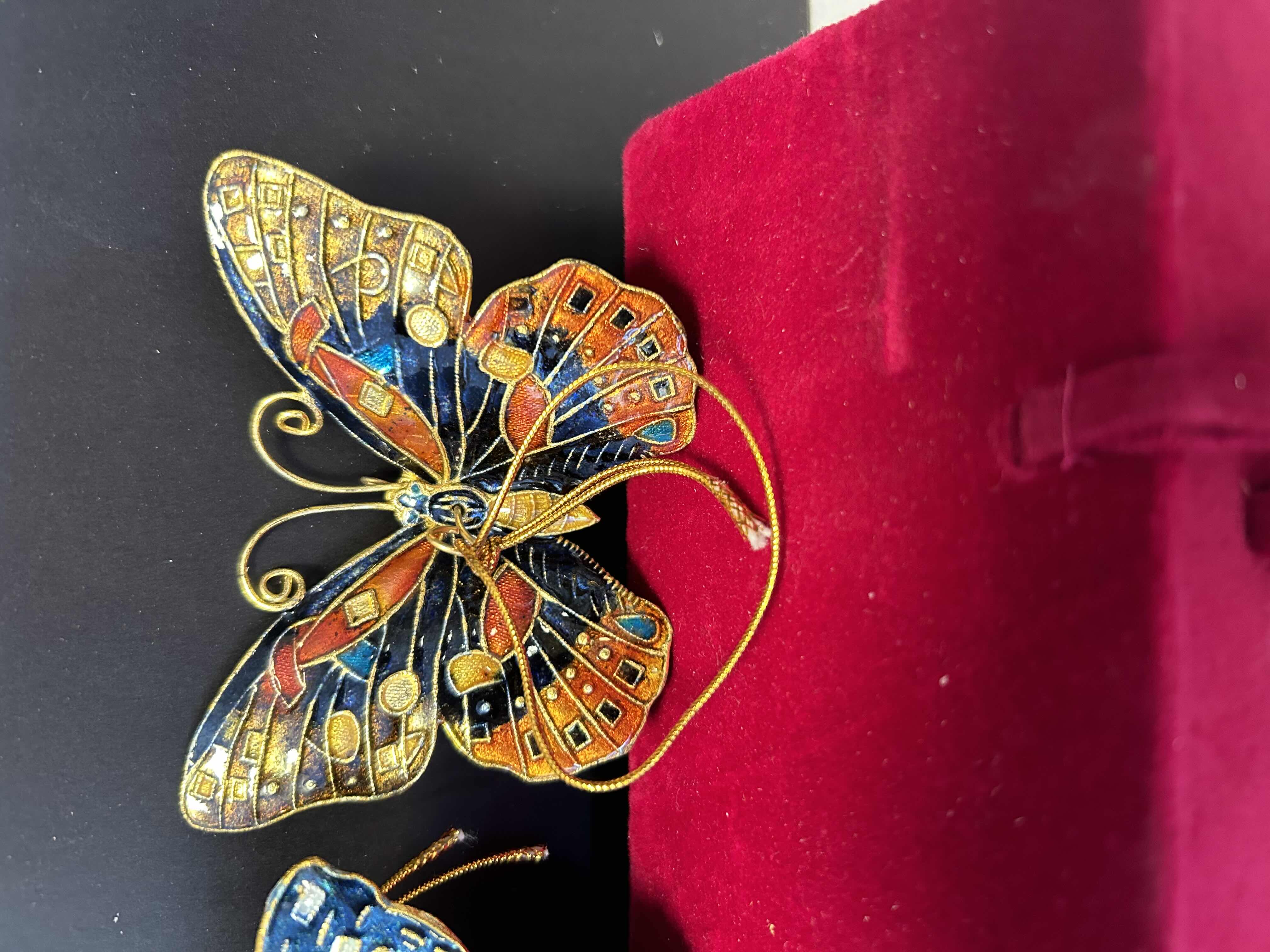 Photo 1 of 3-CLOISONNÉ BUTTERFLY ORNAMENTS
