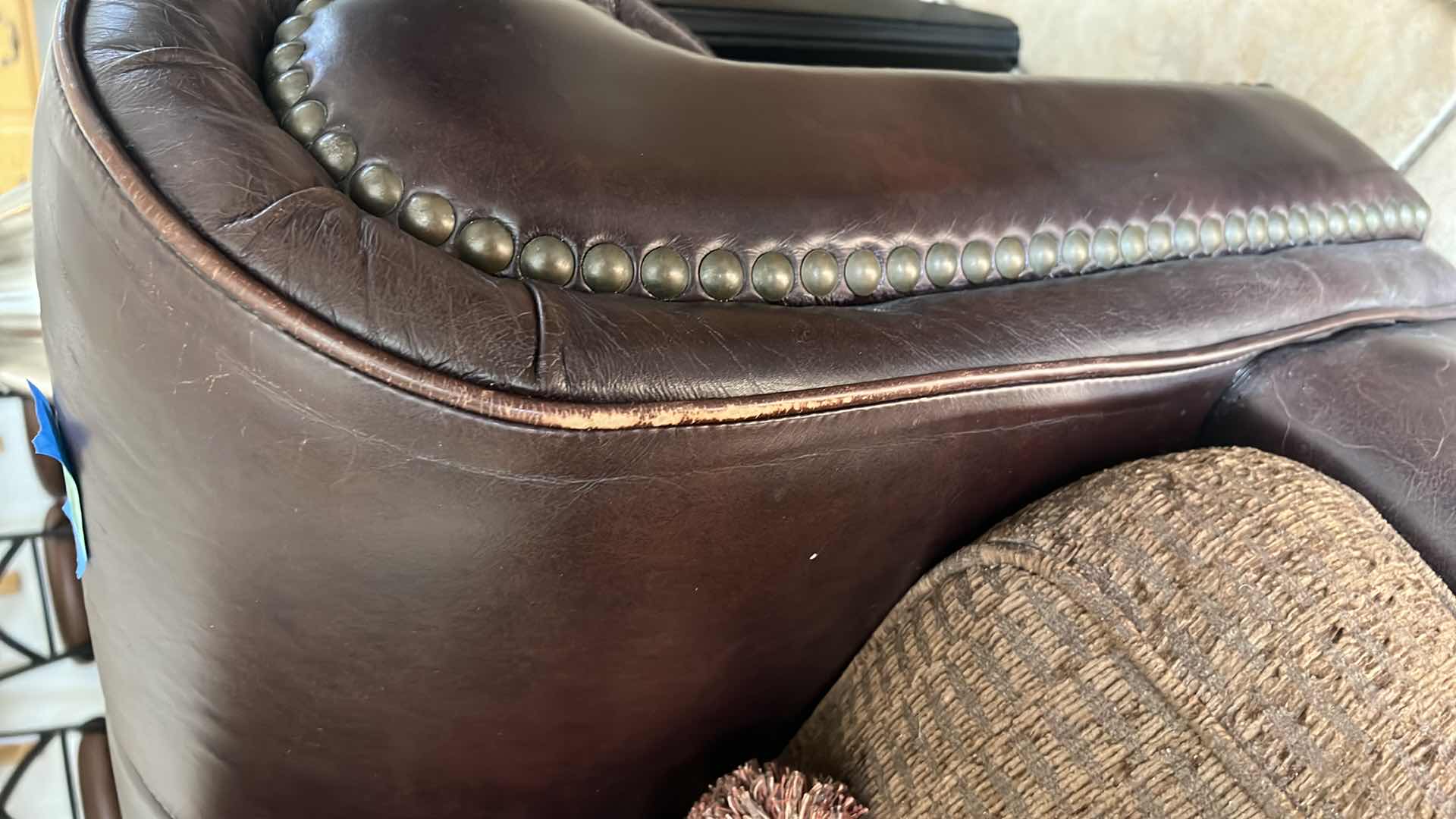 Photo 1 of BROWN LEATHER W UPHOLSTERED CUSHIONS 3 PC SECTIONAL  124" x 124"