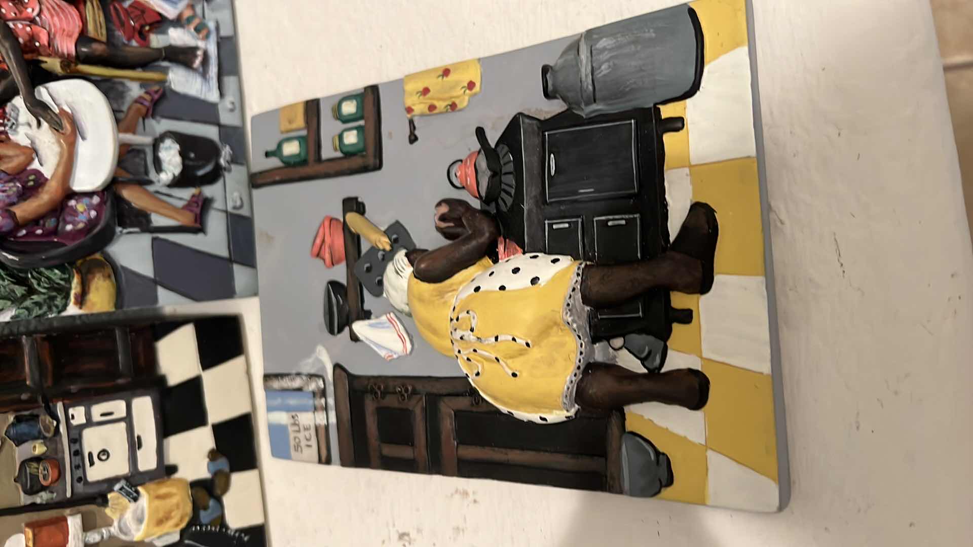 Photo 1 of 4-CERAMIC "ANNIE LEE" WALL PLAQUES, SHADOW BOX "AFRICAN" WALL ARTWORK 10"  x 9"