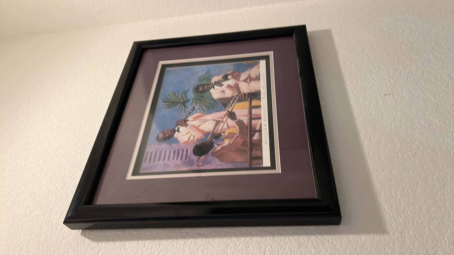 Photo 1 of BLACK FRAMED "WILLIAM BUFFET CAFE MUSICIAN'S" SIGNED ARTWORK 22" x 19"