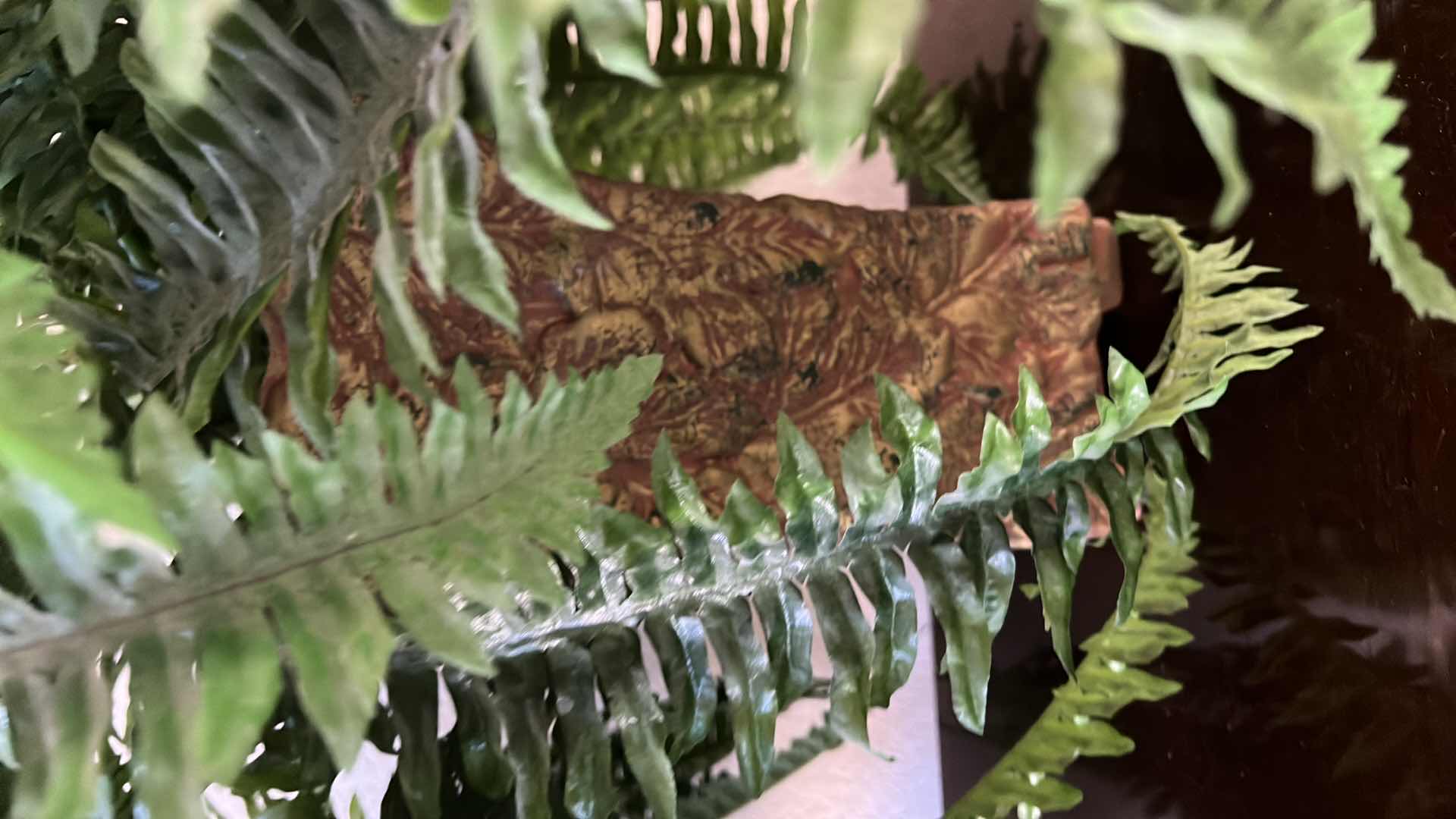 Photo 1 of 2-FAUX FREN PLANTS IN METAL VASES H20"