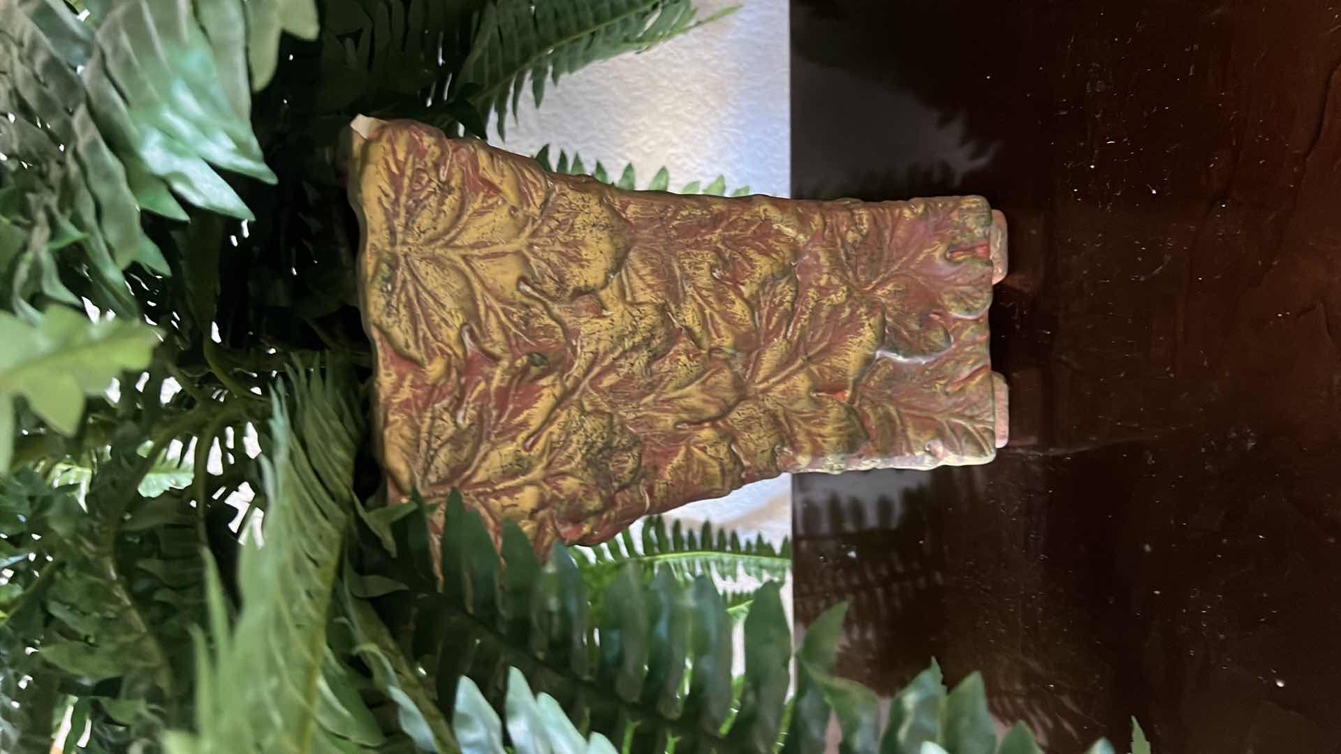 Photo 1 of 2-FAUX FREN PLANTS IN METAL VASES H20"