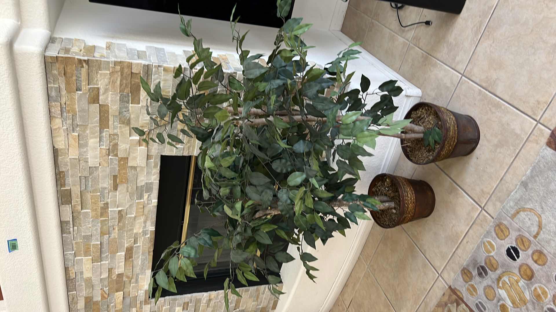 Photo 1 of 2-4' FAUX FICUS TREES IN POTTED BASKETS