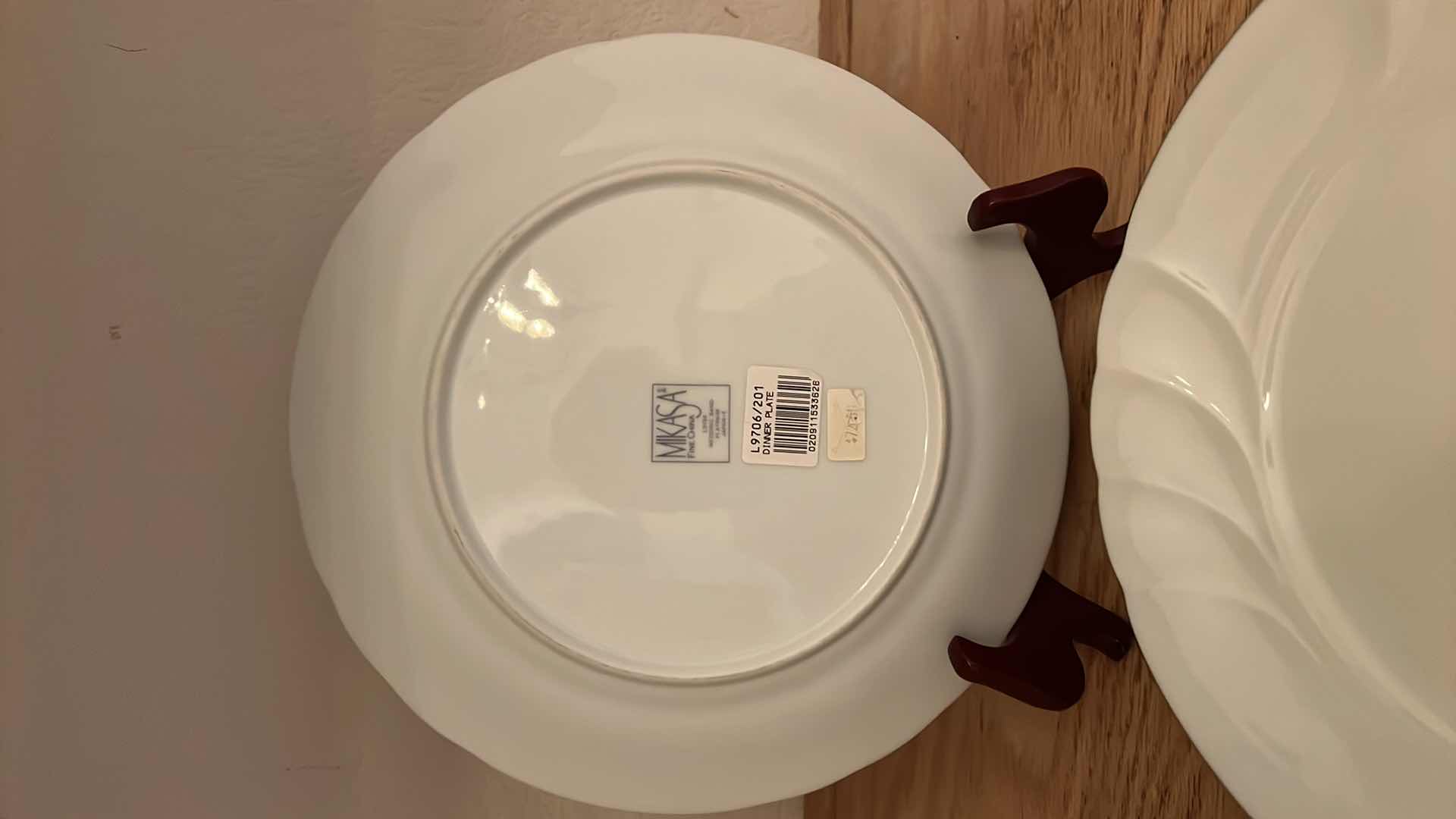Photo 1 of 6-MIKASA FINE CHINA "WEDDING BAND" DINNER PLATES