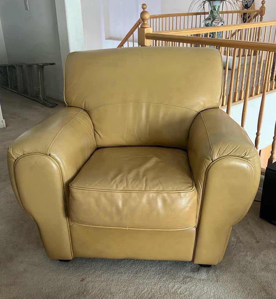 Photo 1 of SEALY SANDALWOOD LEATHER OVERSTUFFED ARM CHAIR