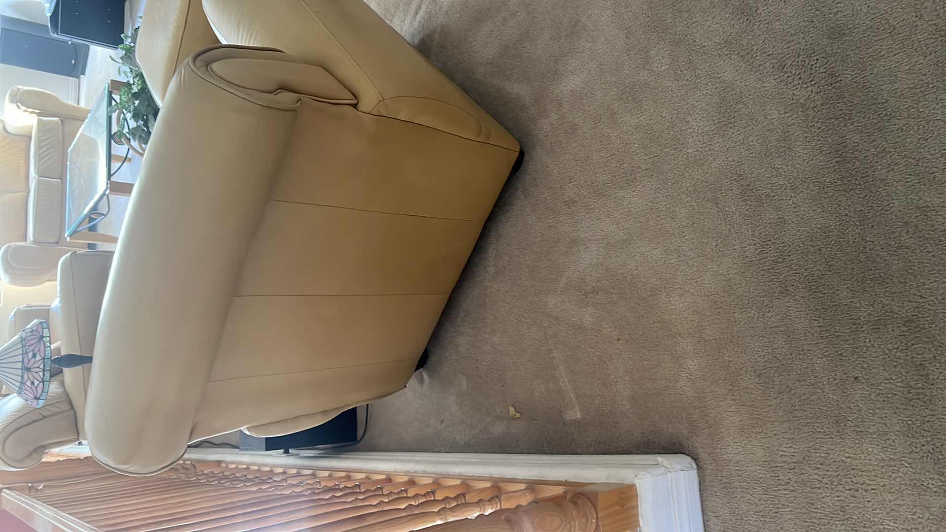 Photo 1 of SEALY SANDALWOOD LEATHER OVERSTUFFED ARM CHAIR