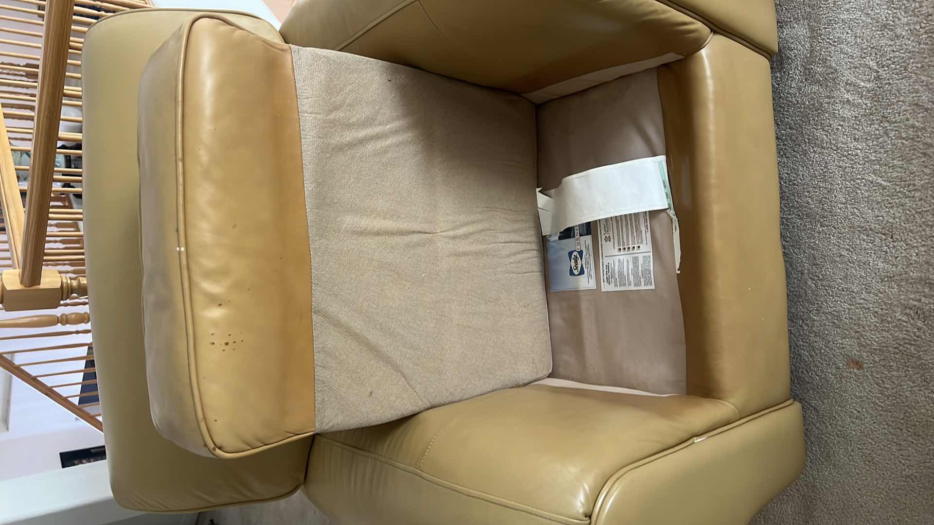 Photo 1 of SEALY SANDALWOOD LEATHER OVERSTUFFED ARM CHAIR