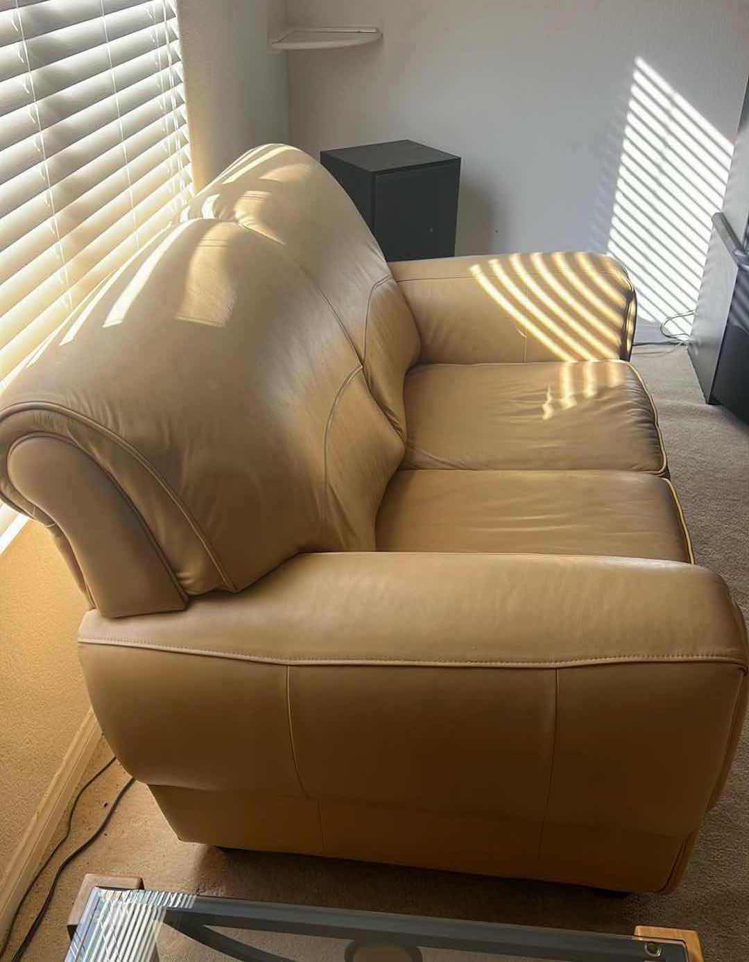 Photo 1 of SEALY SANDALWOOD LEATHER LOVE SEAT 64" x 35"