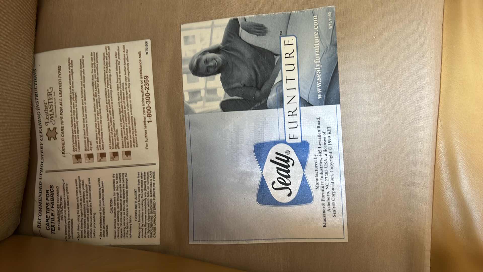 Photo 1 of SEALY SANDALWOOD LEATHER LOVE SEAT 64" x 35"