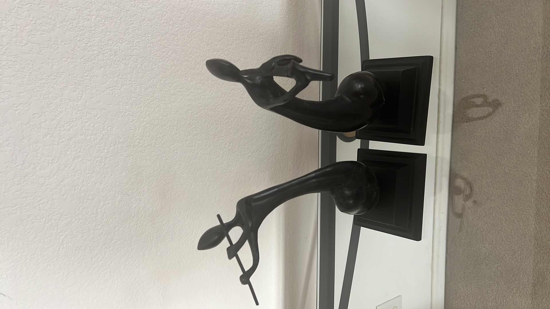 Photo 1 of 2-COLLECTIBLE BLACK METAL "MUSICIAN" STATUE'S W 5" H13"