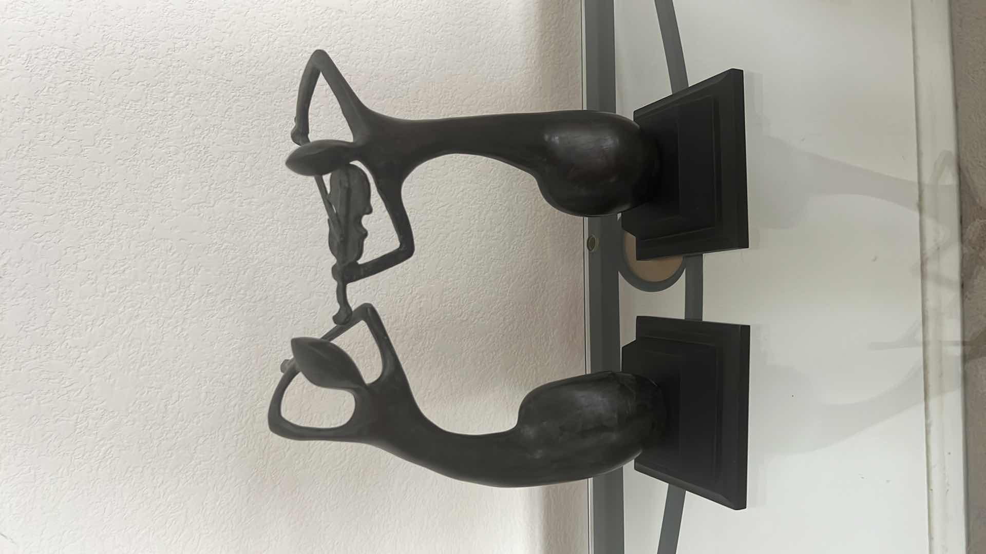 Photo 1 of 2-COLLECTIBLE BLACK METAL "MUSICIAN" STATUE'S W 5" H13"