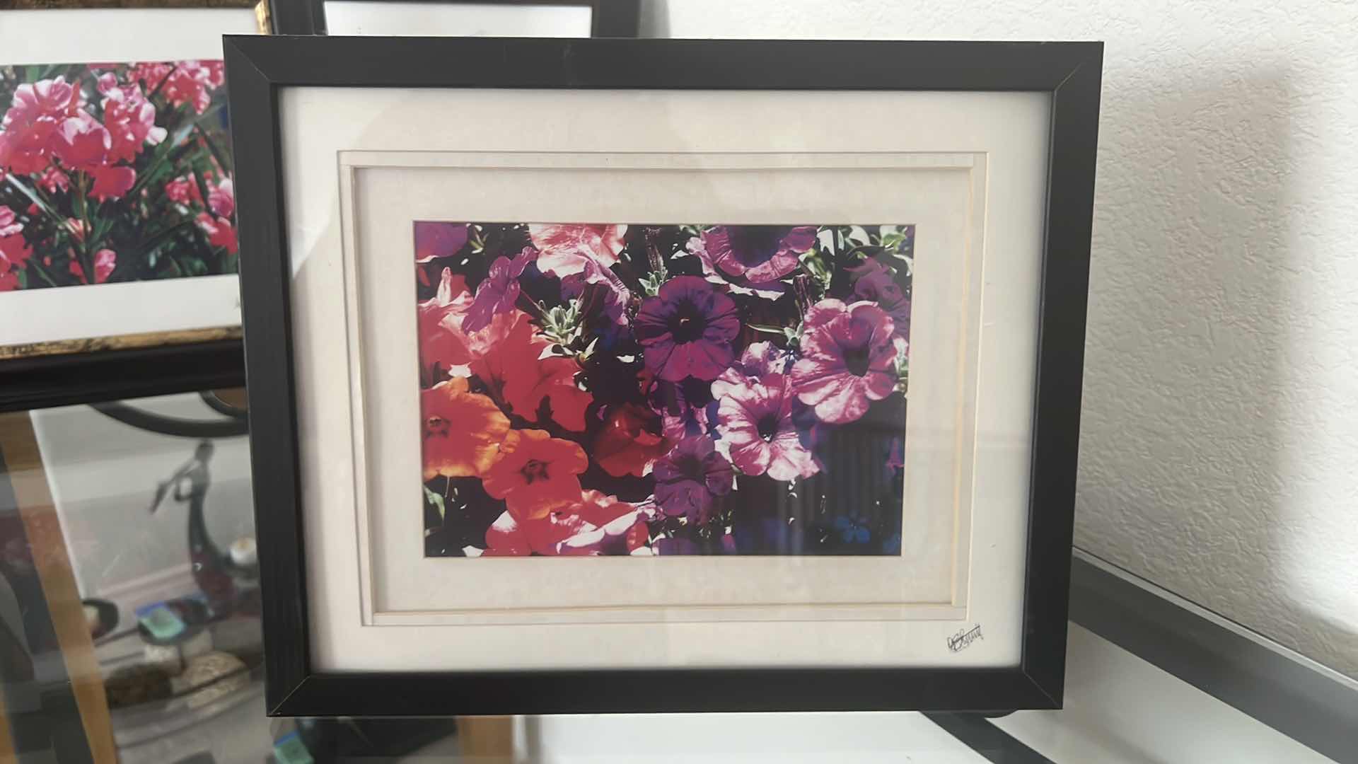 Photo 1 of 3-FRAMED FLORAL PRINTS SIGNED 12" x 10"