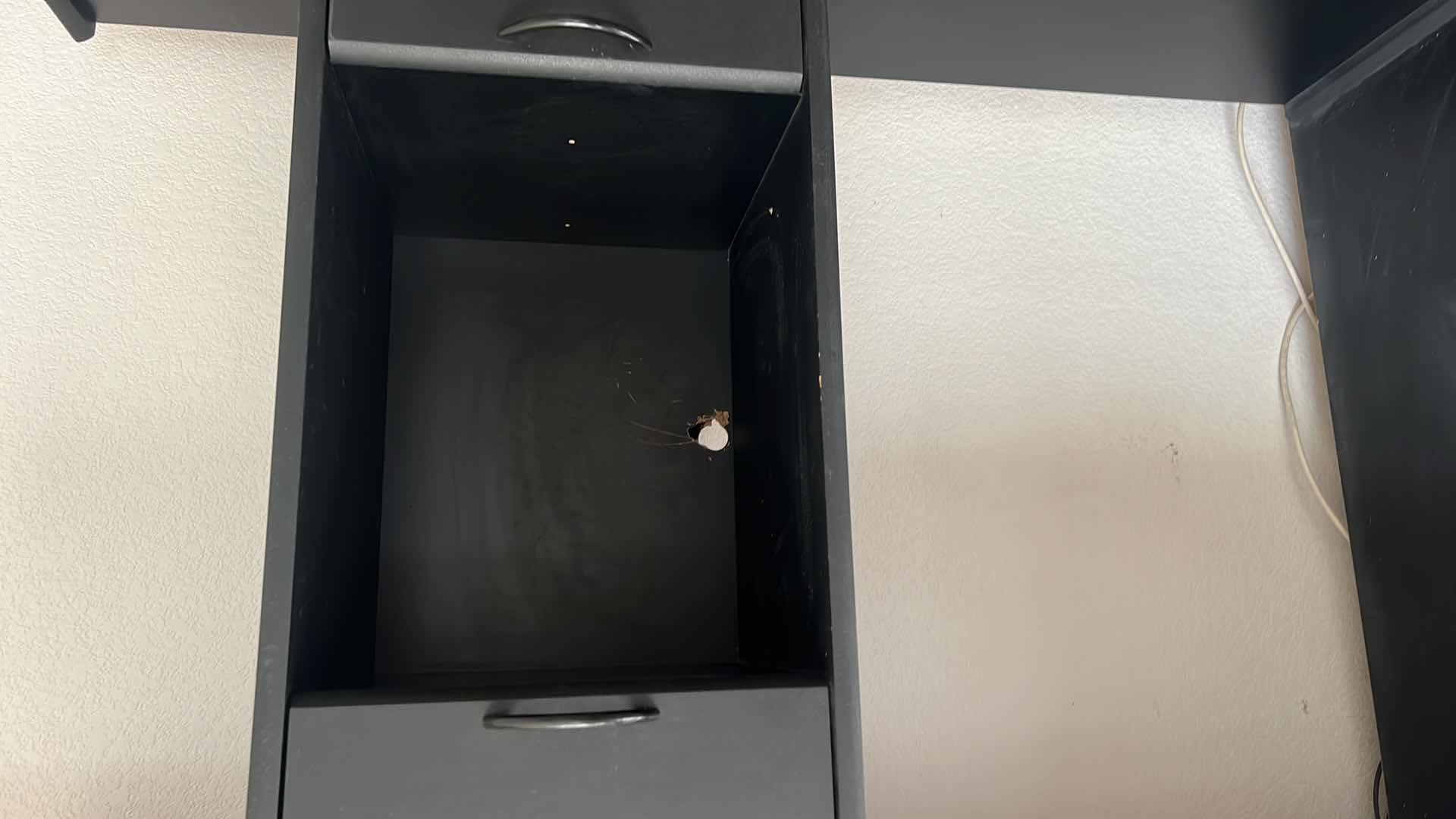 Photo 1 of BLACK PRESSED WOOD 4PC ENTERTAINMENT CENTER W GLASS SHELVES 80" x 22" H77"