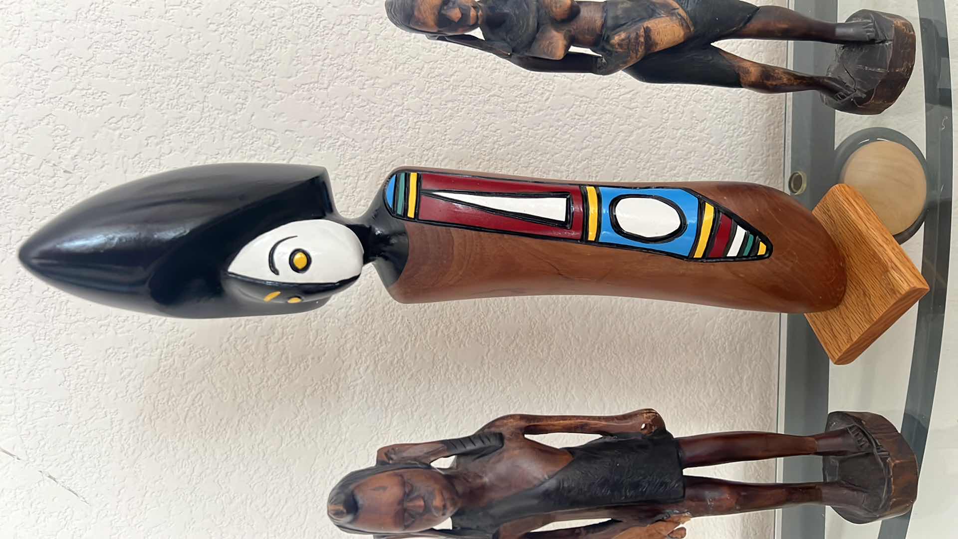 Photo 1 of 3-COLLECTIBLE WOOD AFRICAN FIGURINES (TALLEST H17")