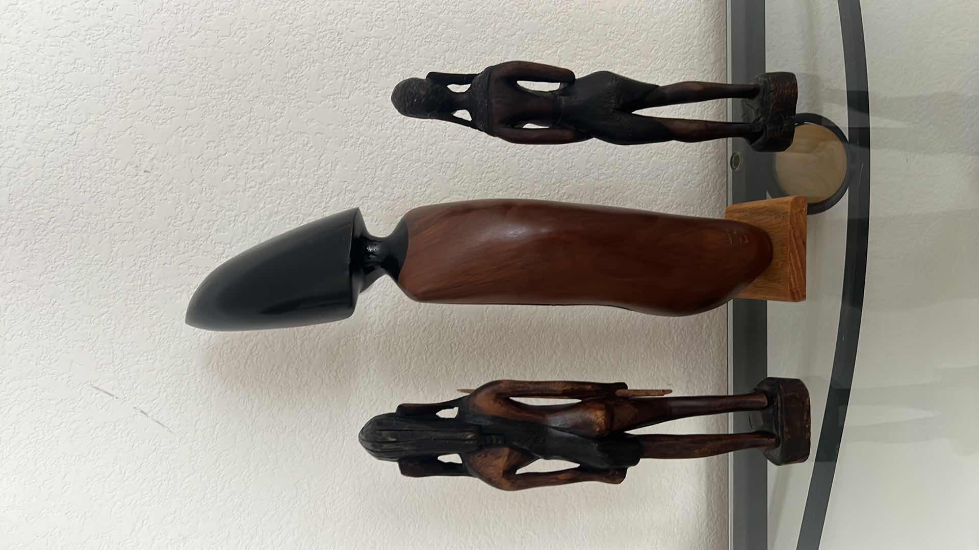 Photo 1 of 3-COLLECTIBLE WOOD AFRICAN FIGURINES (TALLEST H17")