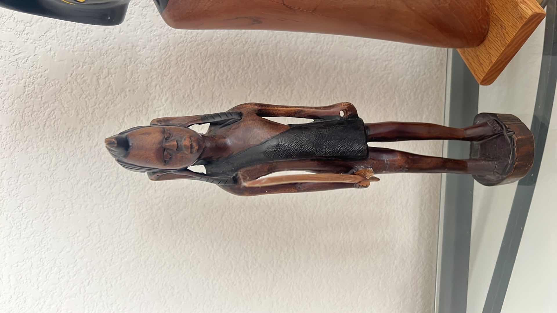 Photo 1 of 3-COLLECTIBLE WOOD AFRICAN FIGURINES (TALLEST H17")