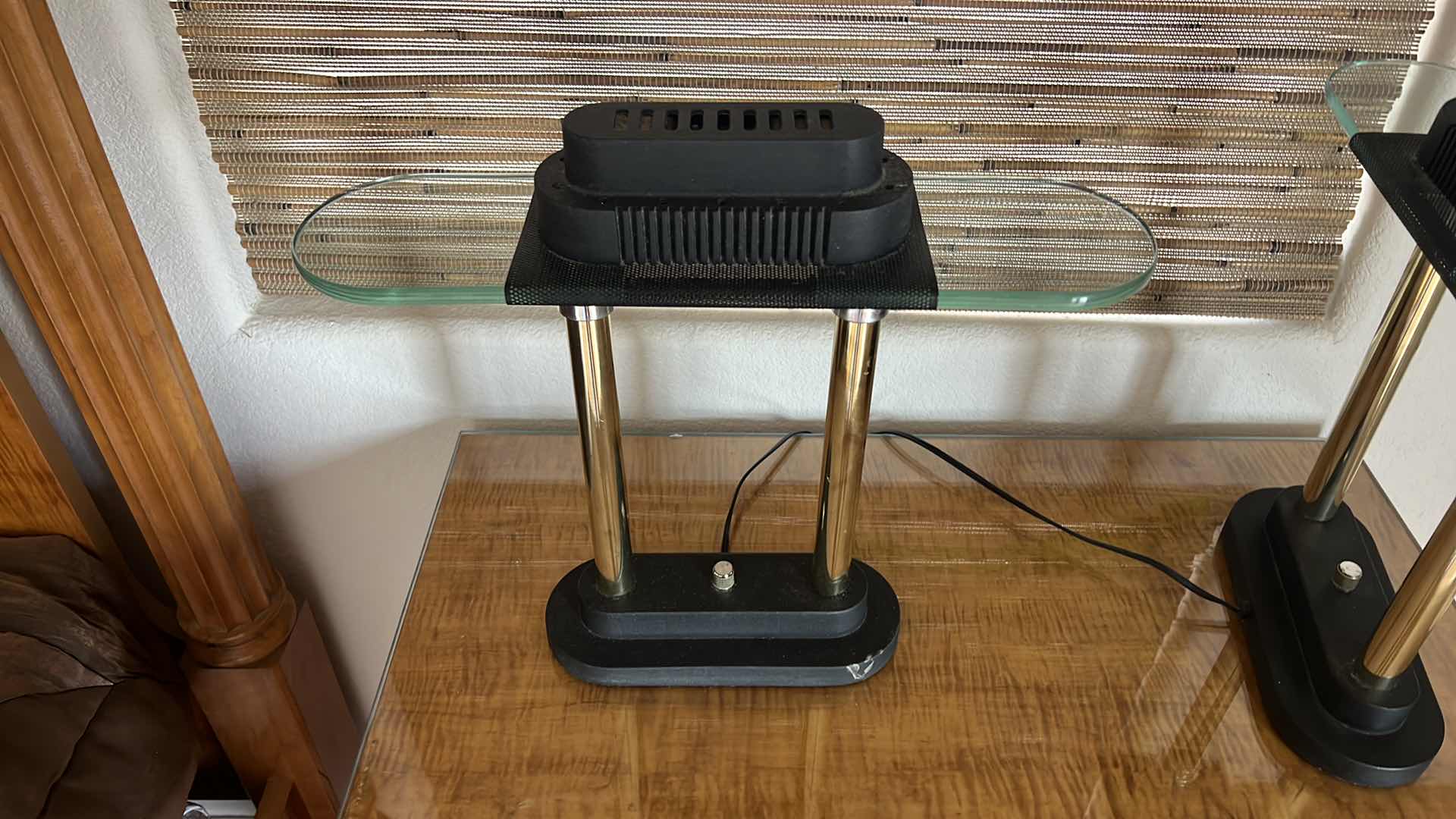 Photo 1 of 2-BLACK METAL & GLASS DESK LAMPS W 17" H16"