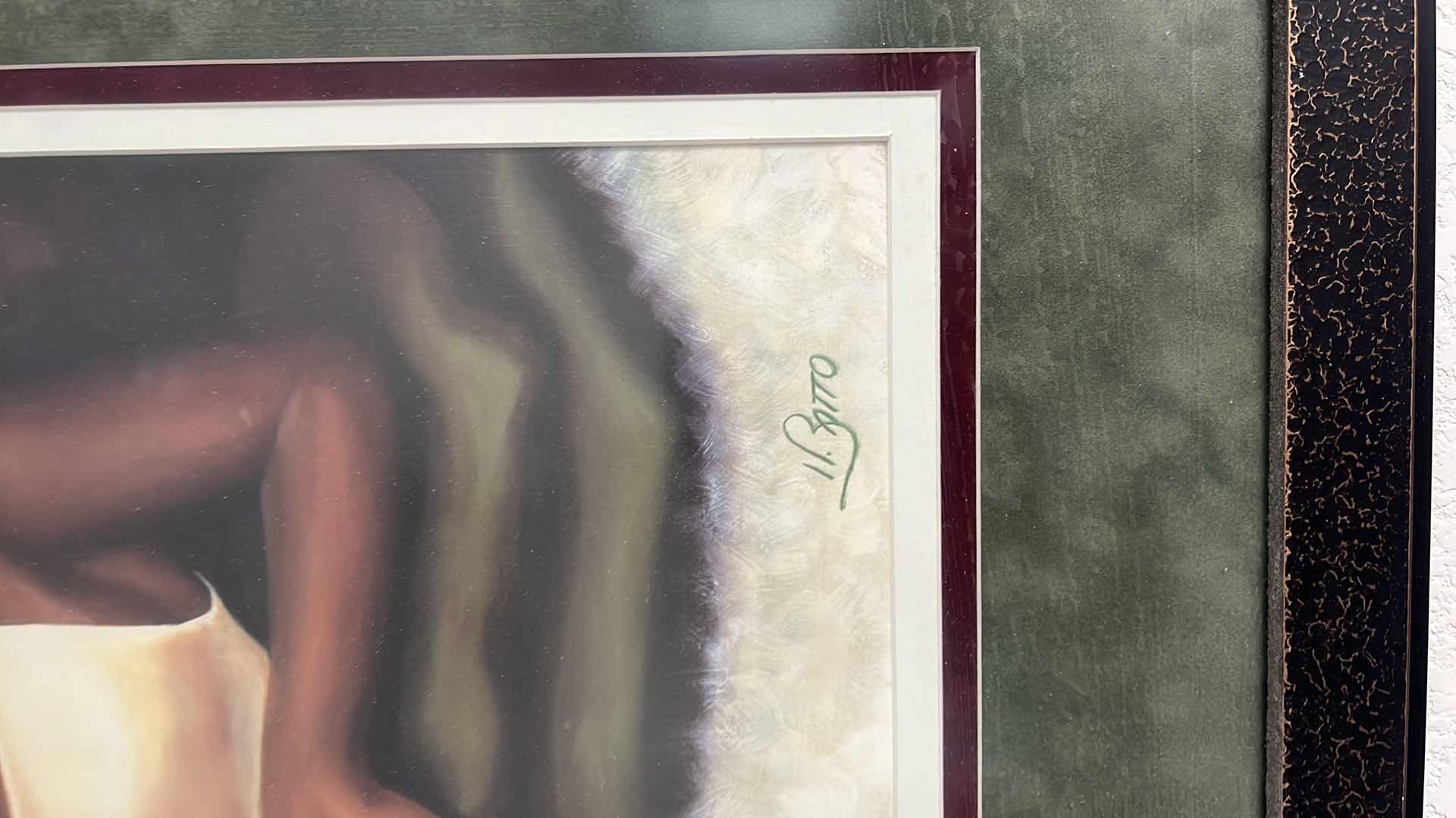 Photo 1 of FRAMED "COUPLE BY FIREPLACE" SIGNED ARTWORK 44" x 34"