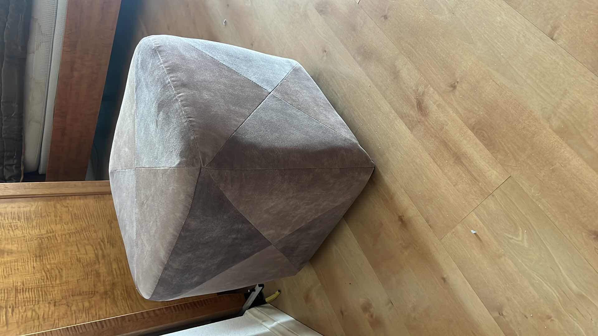 Photo 1 of BROWN SUEDE FOOT STOOL 19" x 19" H18"