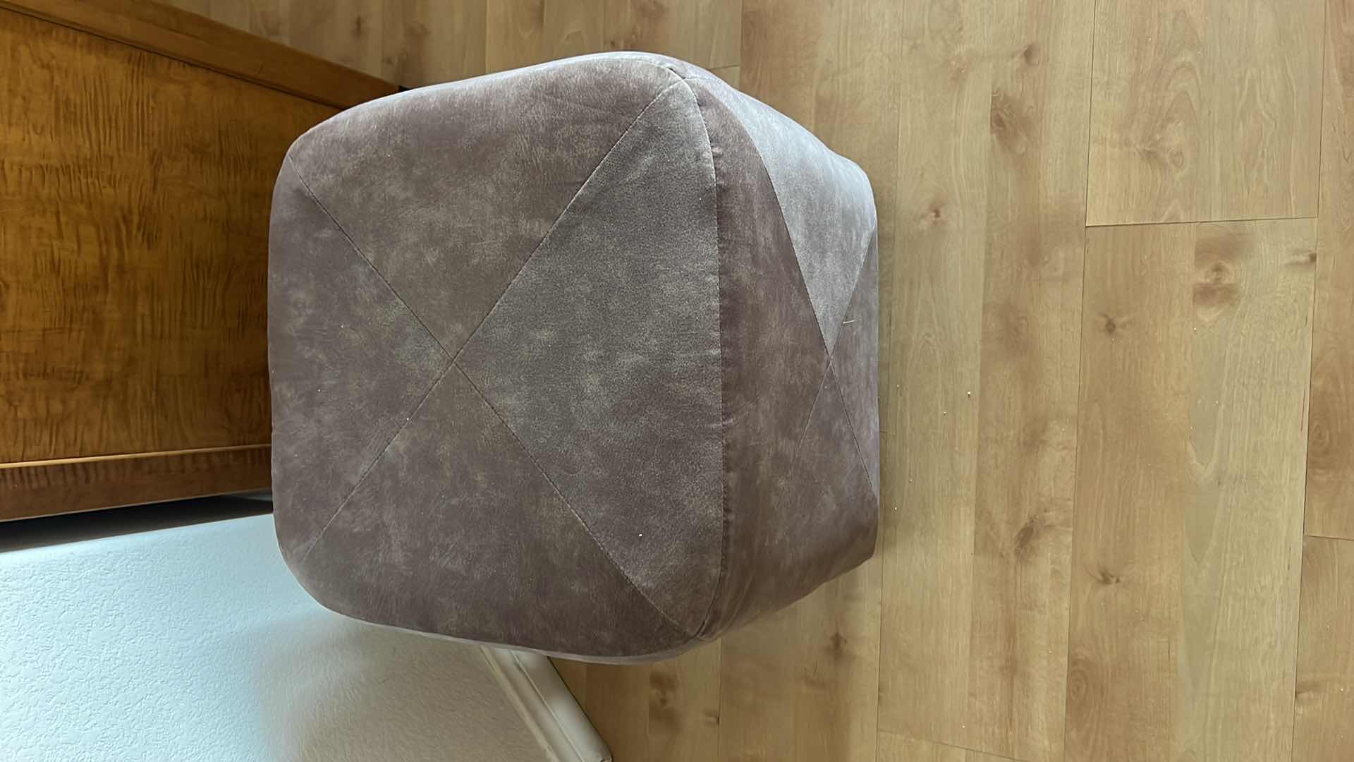 Photo 1 of BROWN SUEDE FOOT STOOL 19" x 19" H18"