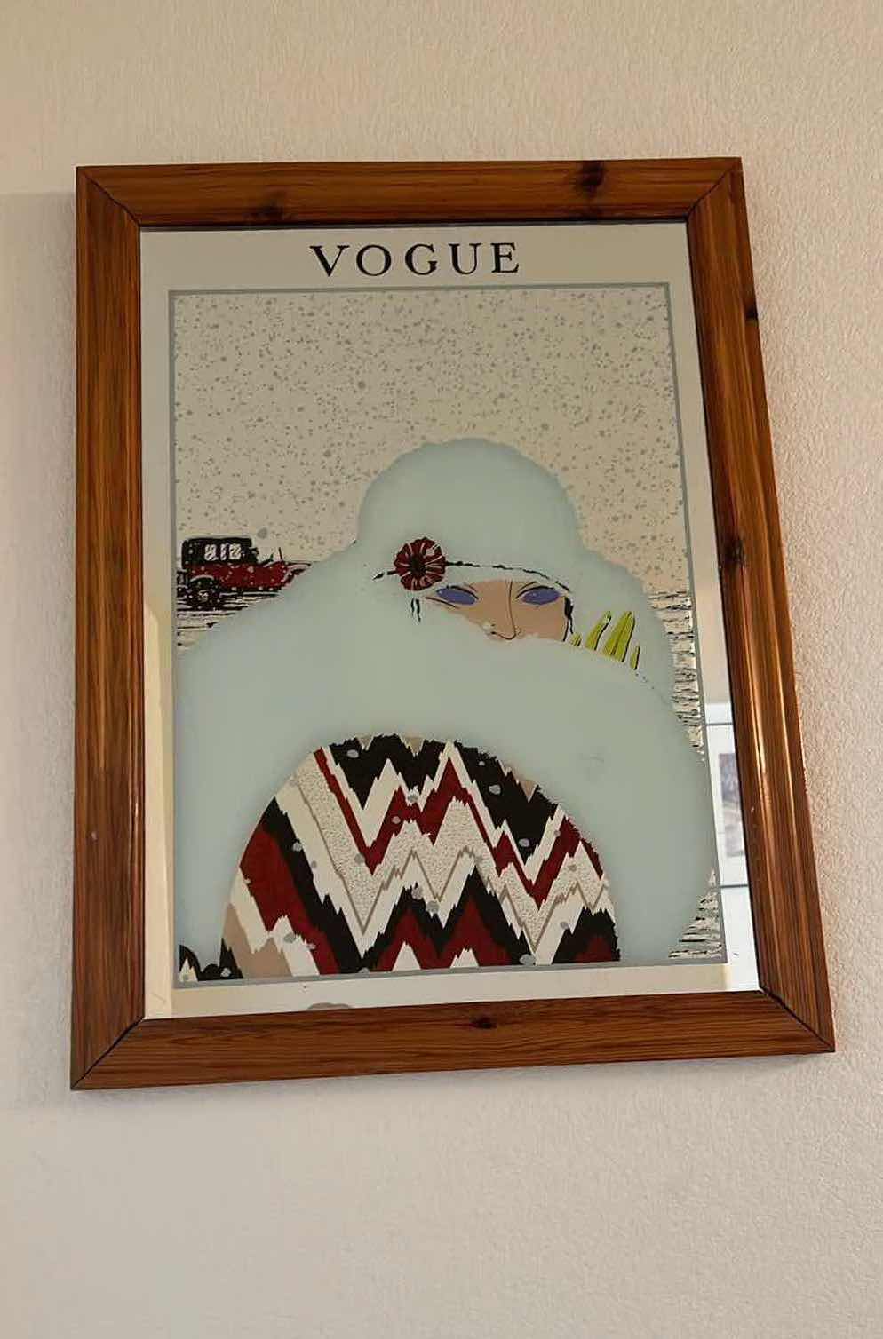 Photo 1 of FRAMED "VOGUE" ETCHED LADY MIRROR 24" x 32"