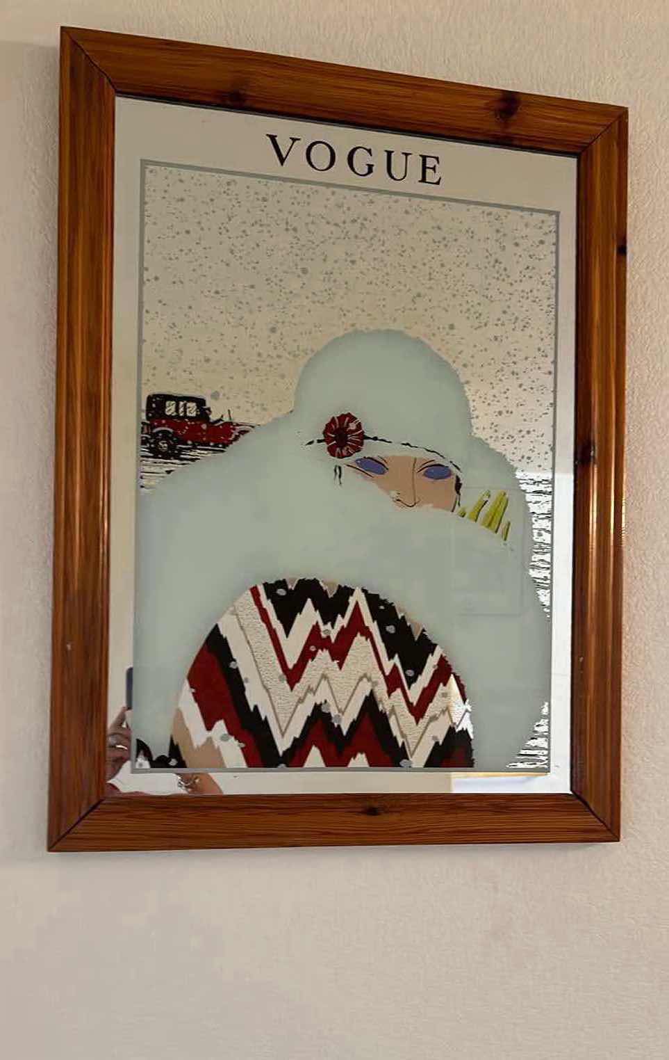 Photo 1 of FRAMED "VOGUE" ETCHED LADY MIRROR 24" x 32"